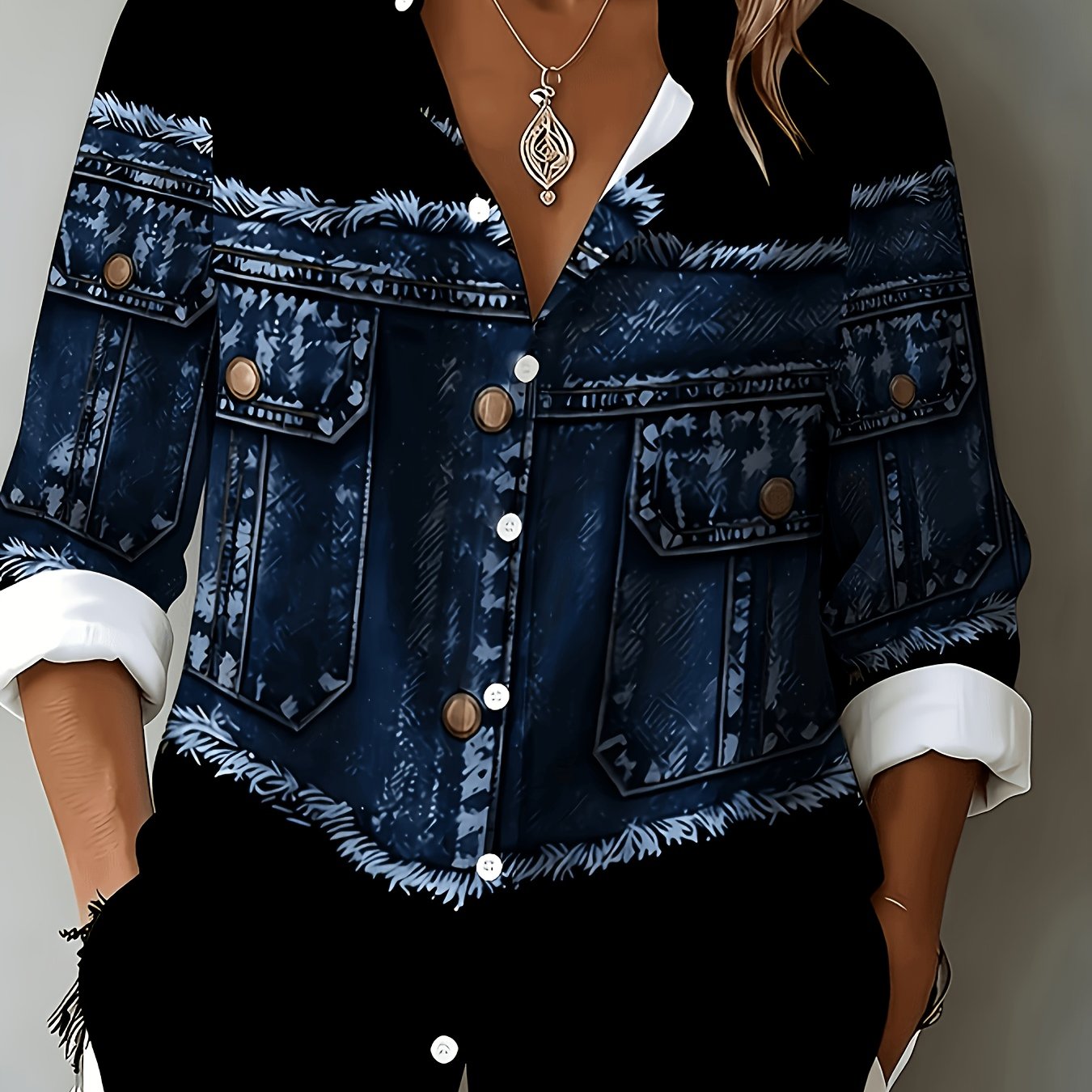 TEMU [printed Design - Not Textured] Women's Shirt, Mixed Color, Multiple Specifications ,, Fashion Style, Suitable For Vacation Daily Wear