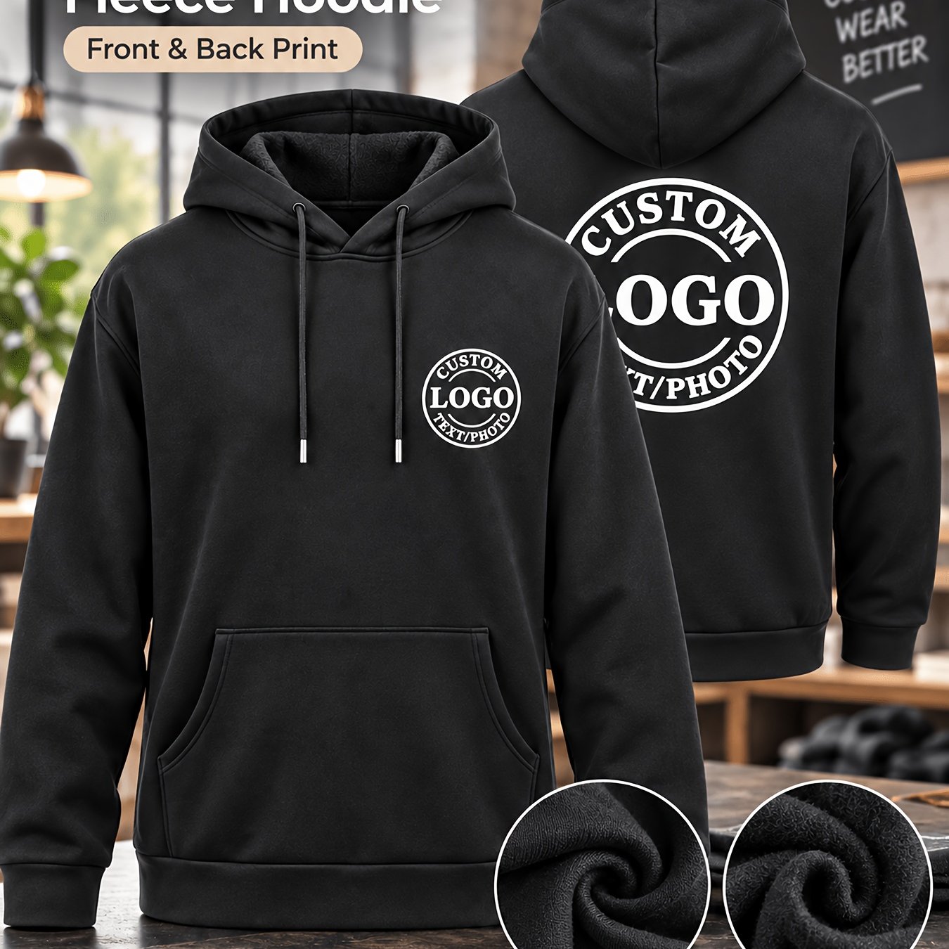 TEMU Sweat à capuche de travail personnalisé pour homme pour Halloween et Noël, logo, nom ou image personnalisables, veste de travail épaisse et