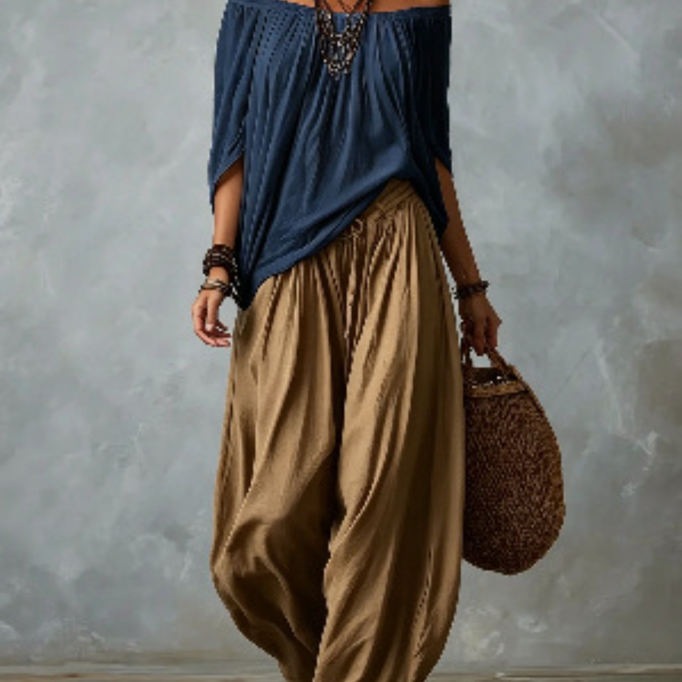 TEMU 2026 European And American New Long Loose Off-shoulder Top+ Lantern Pants Women's Set 2pcs Set Women Outfits 2pcs Set Women Outfits Boho Clothes