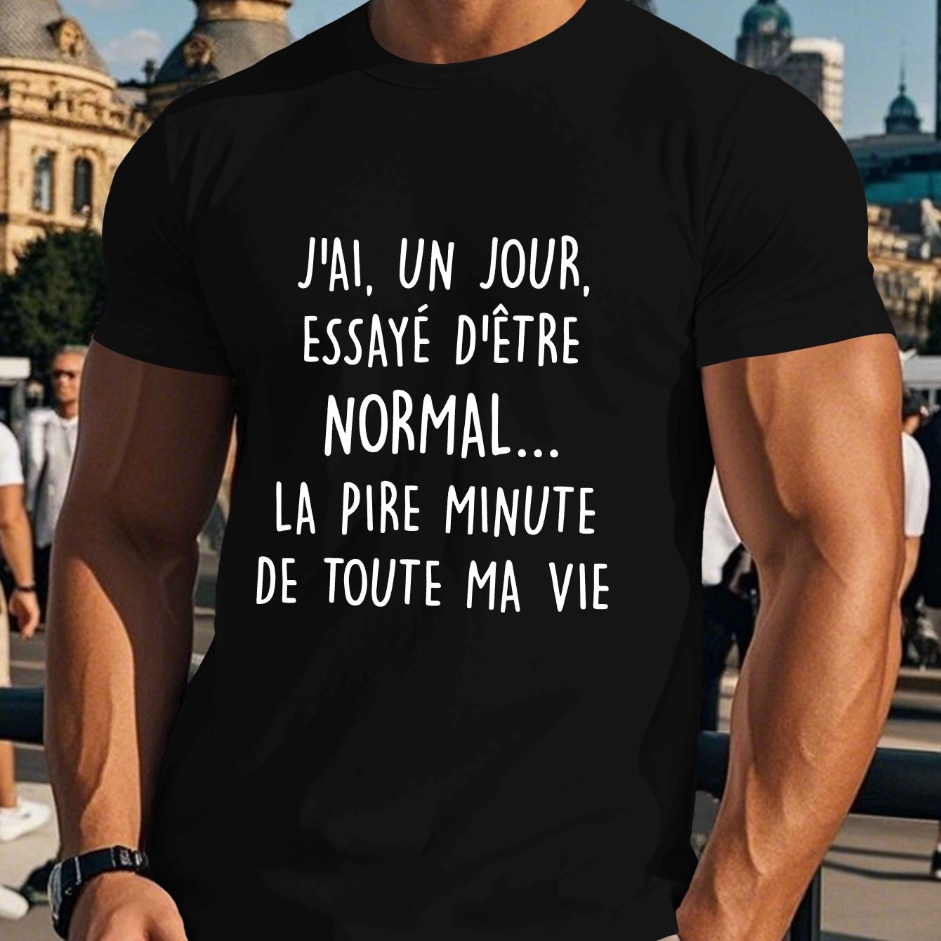 TEMU T-shirt Homme Manches Courtes Fun French - Haut d'Été