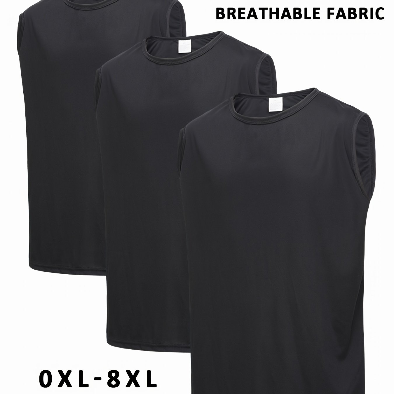 TEMU 3pcs Men's Plus Size Sports Vest, In Multiple Colors, Sizes 0xl-8xl, Simple And Breathable Quick Drying Sports Casual Sleeveless Sportswear,