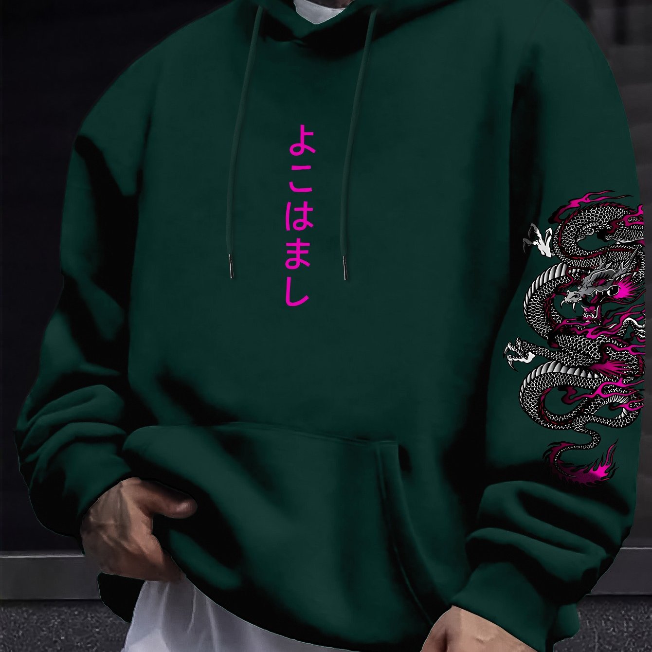 TEMU Men's Japanese Vintage Fashion Hooded Sweatshirt For Spring And Autumn