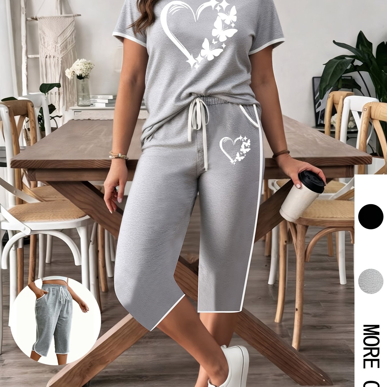 E-shop Plus Size - Plus Size - Ein neues Sommermode-Set für Damen in Übergrößen, mit hochelastischem Stoff, doppelseitigen , elastischem Bund,