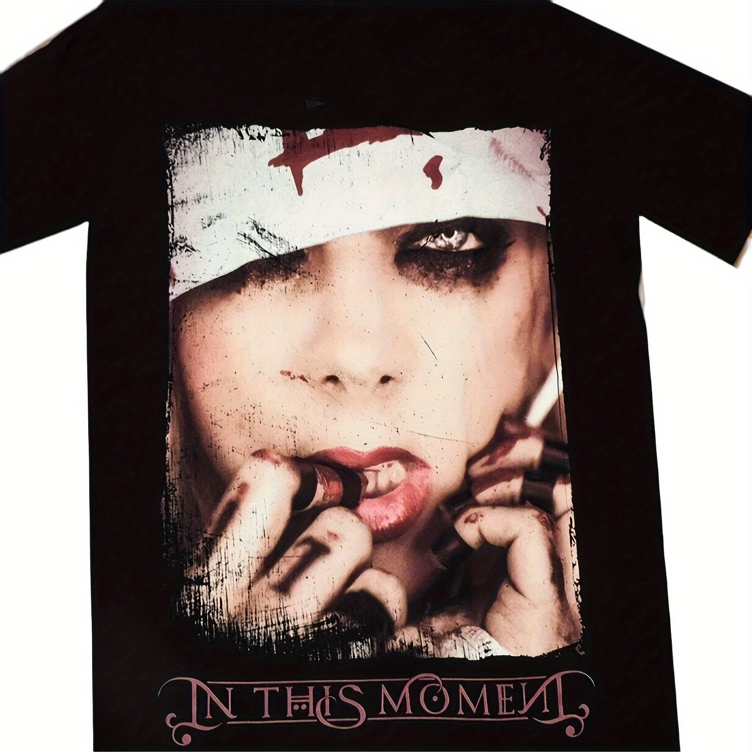TEMU In " Men's T-shirt - 100% Cotton, Crew Neck, Short Sleeve With Black & White Design, Casual Summer Wear, Machine Washable