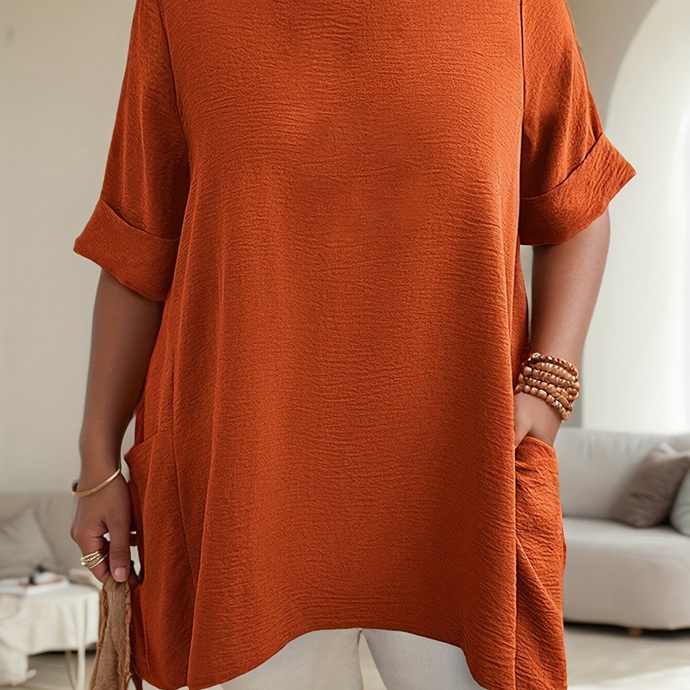 Plus Size Women Short Sleeve Loose T Shirt Blouse Ladies Solid Color Summer Casual Tunic Tops