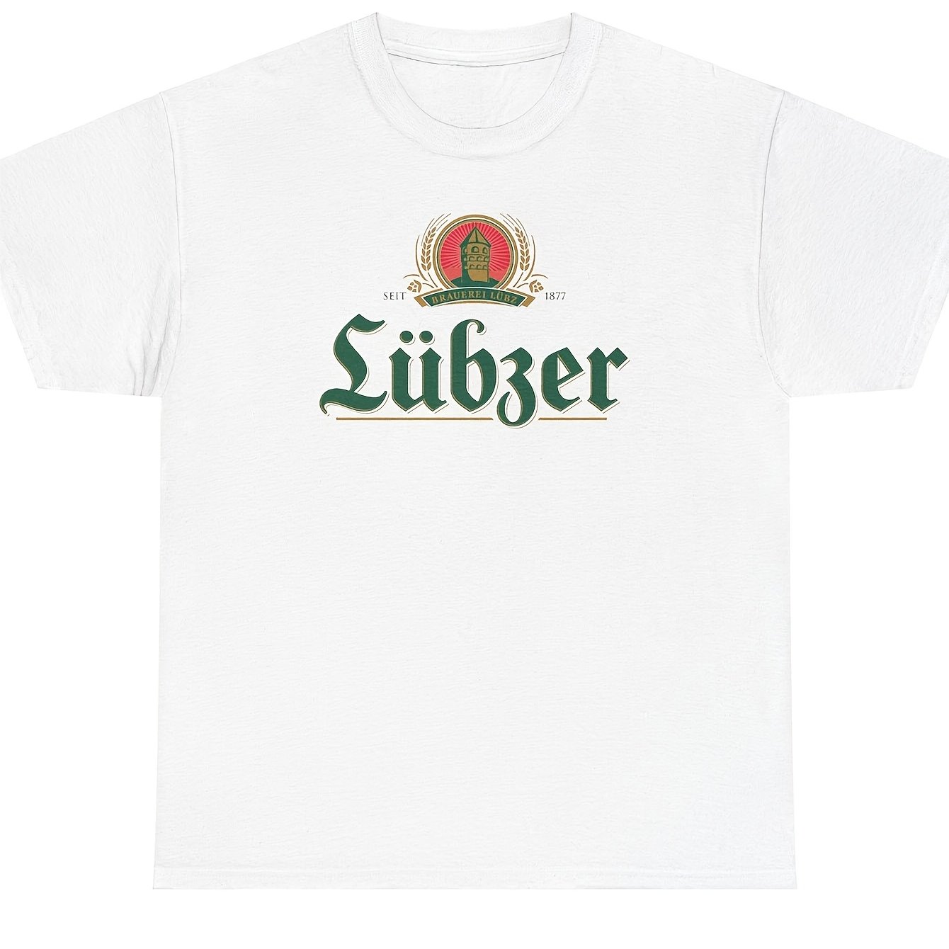 Image of Mens Unisex Lubz Brewery T-shirt | German Beer Brand Logo Print, Casual Round Neck, Machine Washable, Wear, Lubzer Brewery Style