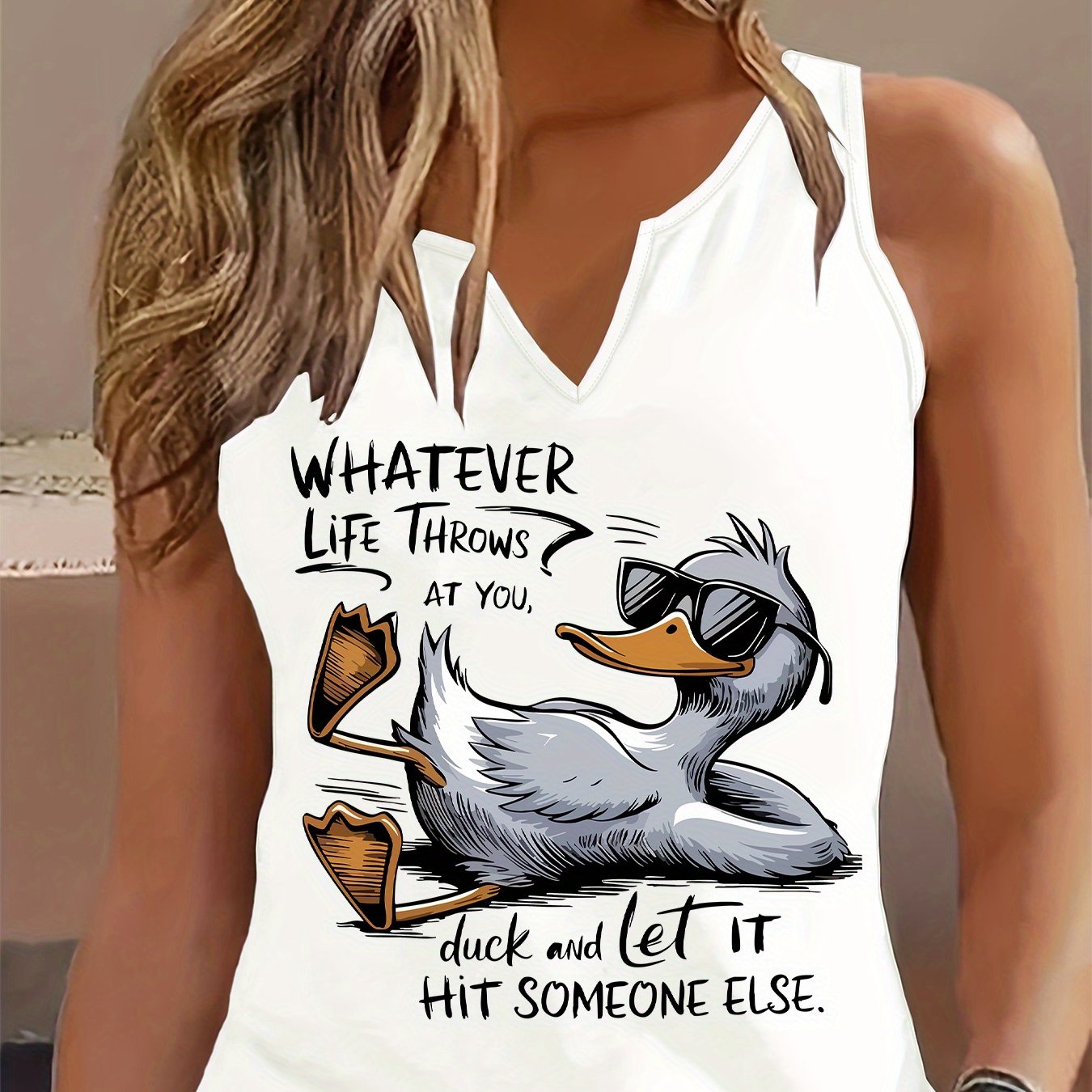 TEMU Graphic Print Tank Top, Sleeveless Casual Top For Summer & Spring, Women's Clothing