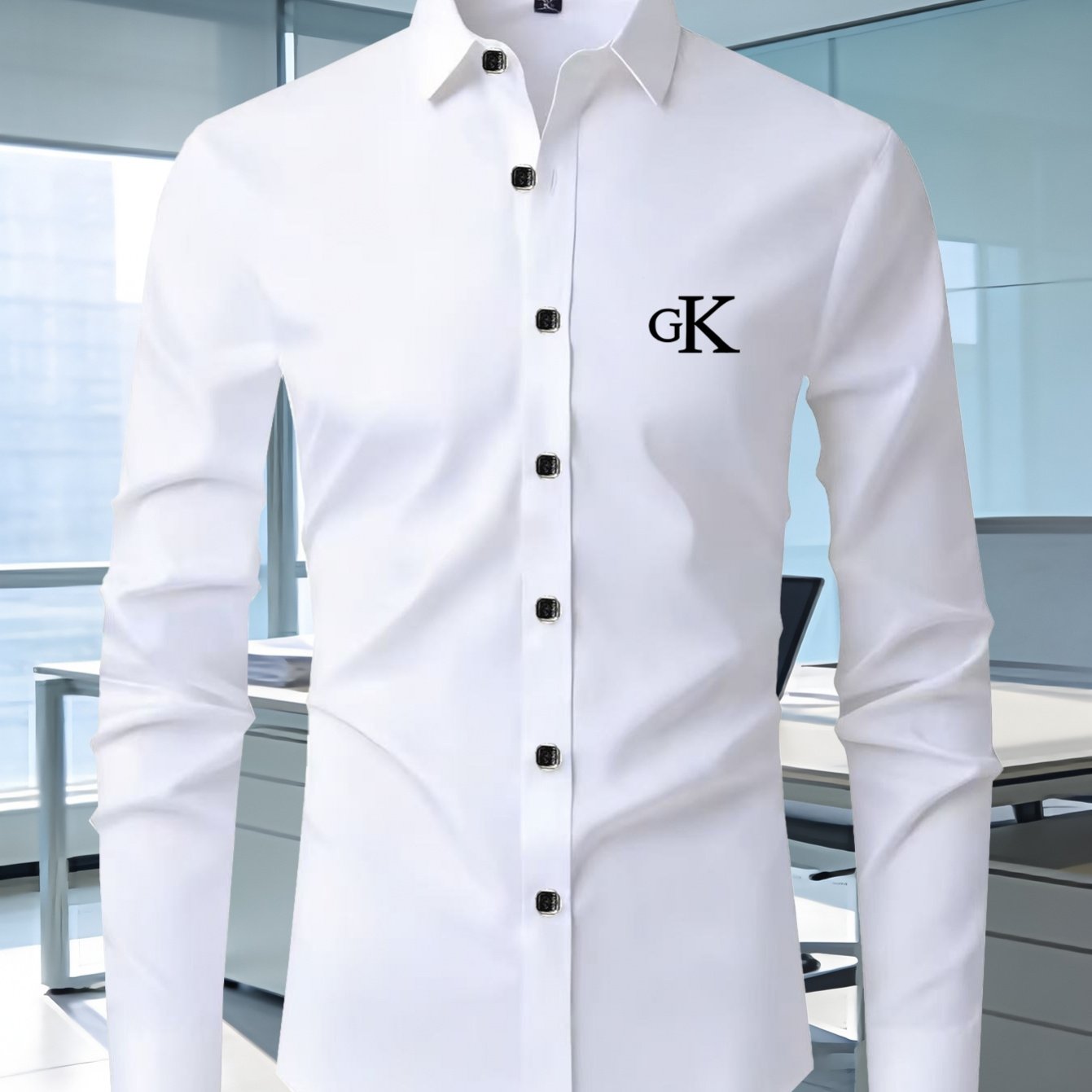 TEMU Men' Long Sleeve Shirt, Gk Letter Print Long Sleeve Shirt, Fashion Spring Autumn High Quality Long Sleeve Shirt, Button-up Shirt, Casual