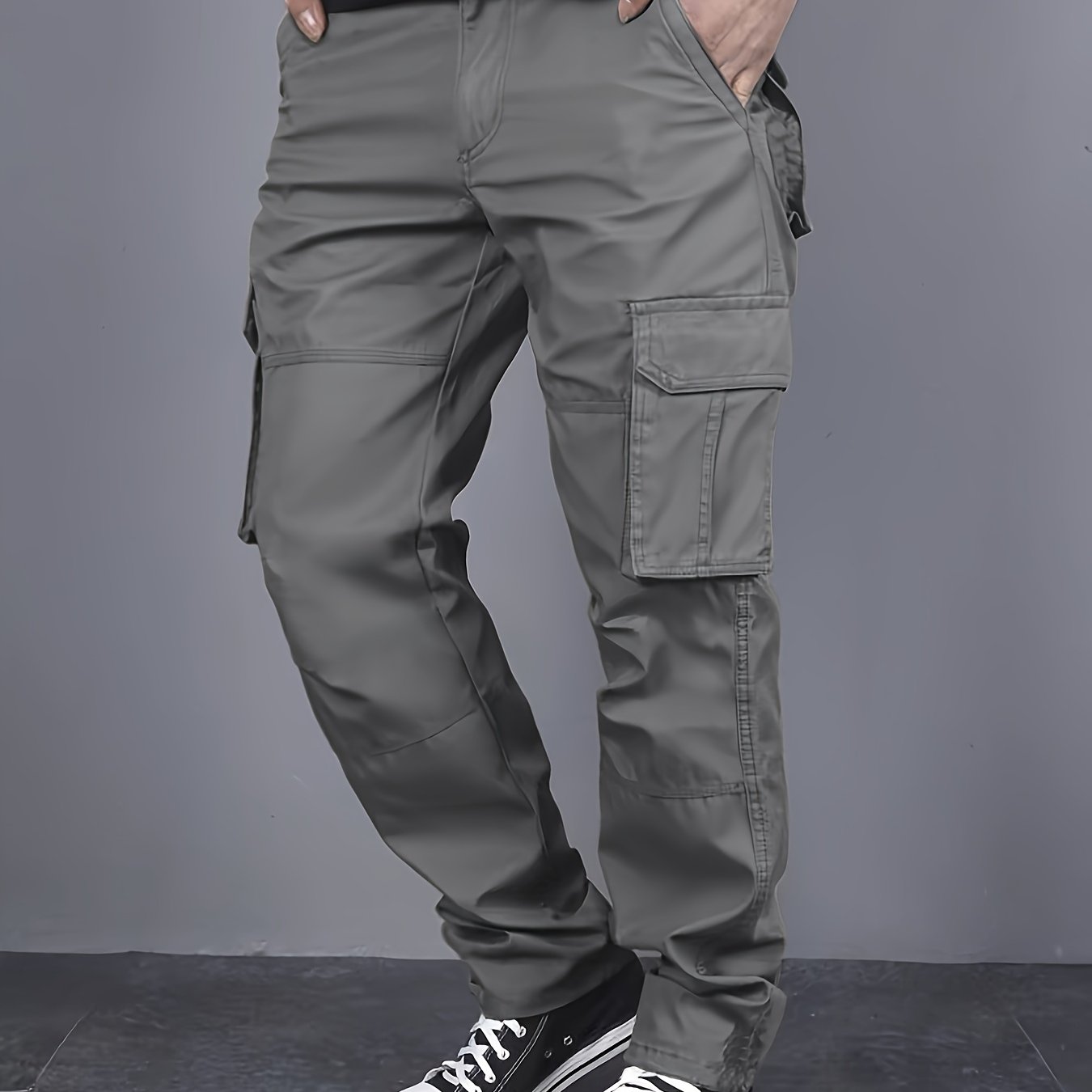 TEMU Pine& Men's Casual Sporty Multi-pocket Cargo Pants, Outdoor Workwear With Three-dimensional Pockets, In Multiple Colors, Suitable For ,