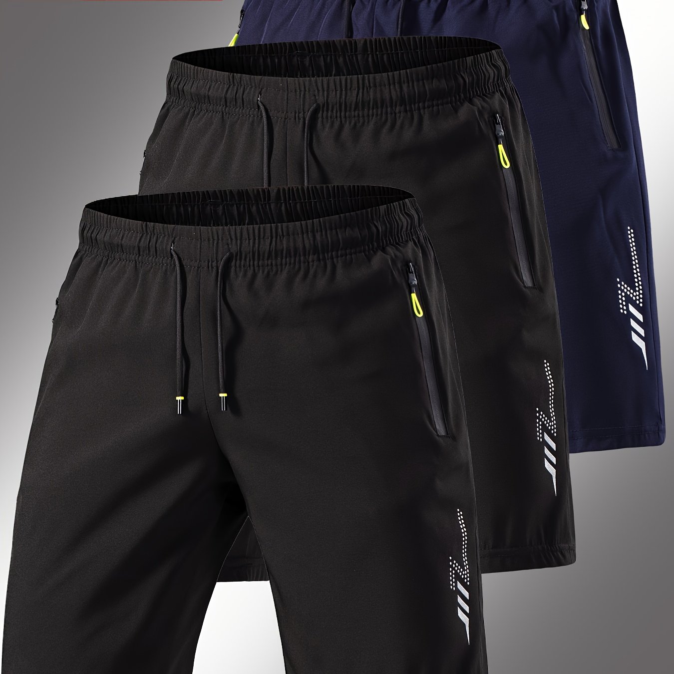 TEMU 3pcs Set. Fitness, Training, Exercise, Running, Jogging, Comfortable And Breathable With Zipper Pockets, Quick-drying Five-point Shorts.