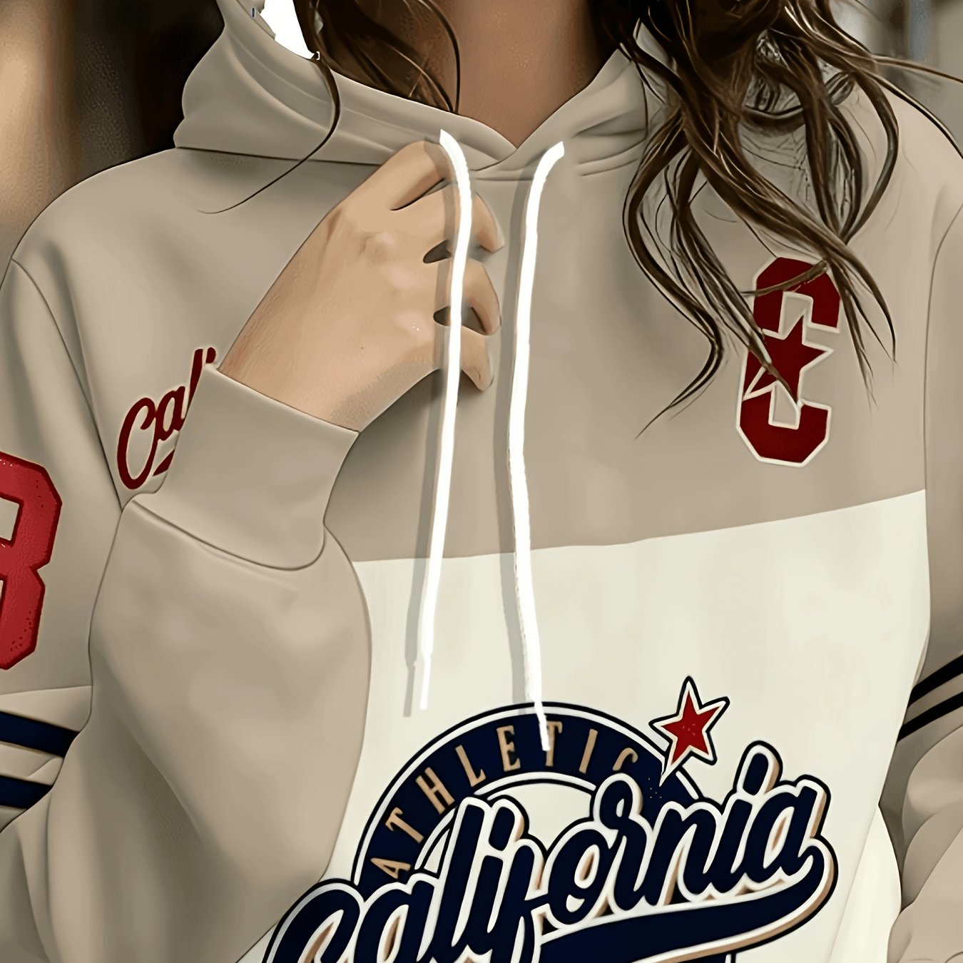 TEMU Arrivals For Fall/winter 2026! Women's Regular Fit Hooded Sweatshirt With Printed Design - Not Textured. Women's 1907 Vintage Baseball Style