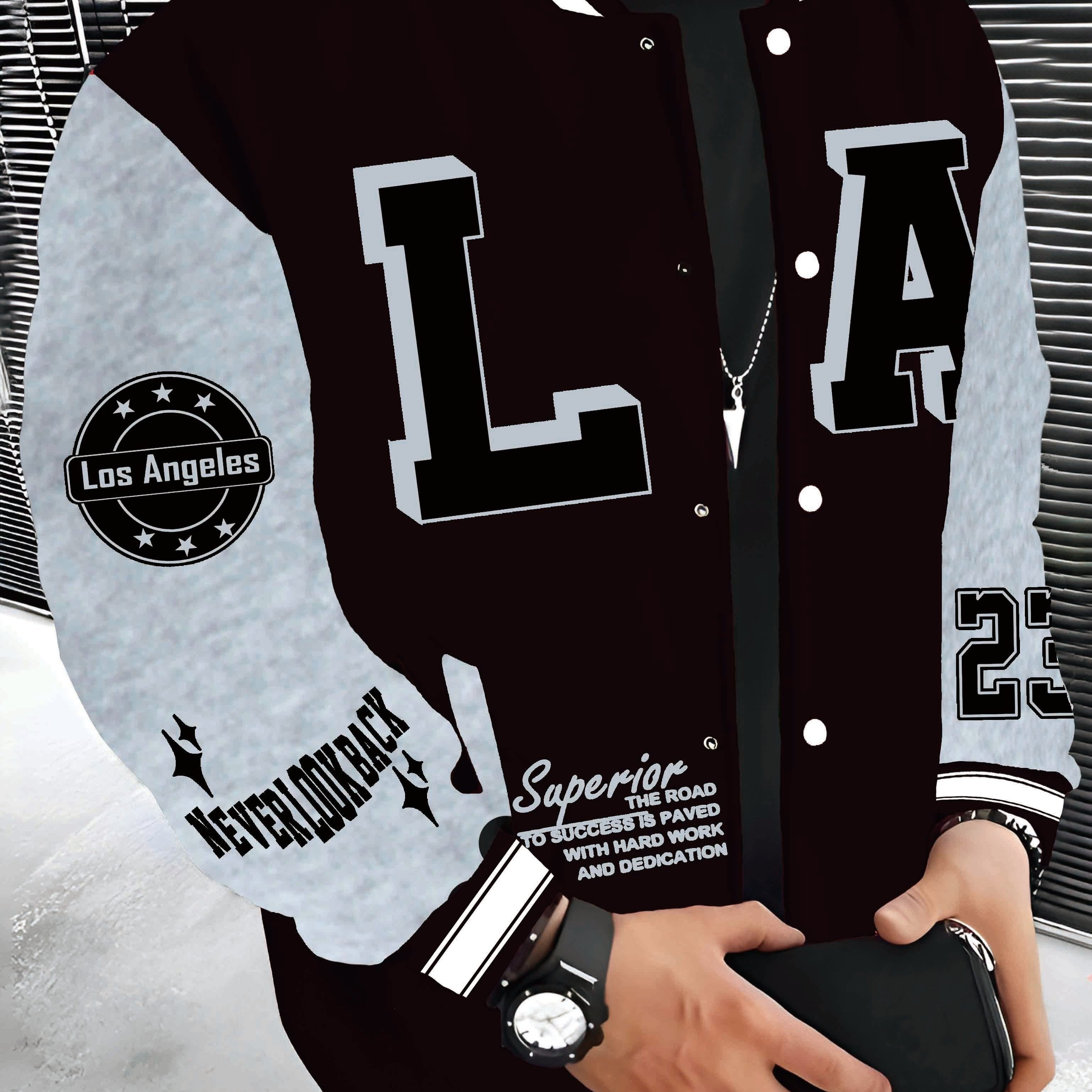 TEMU Brand I Size City Name Los Angeles La/ny English Name Series Baseball Jacket Men's Baseball Jacket Lightweight Warm Men's Jacket -lined Men's