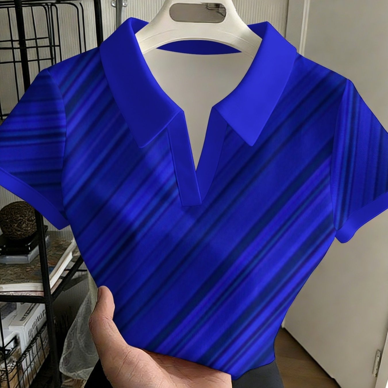 TEMU Printed Design â Not Textured Women's Fashion Versatile Buttonless Shirt In Blue And Purple, A Stylish Commuter Top, Perfect As A Gift