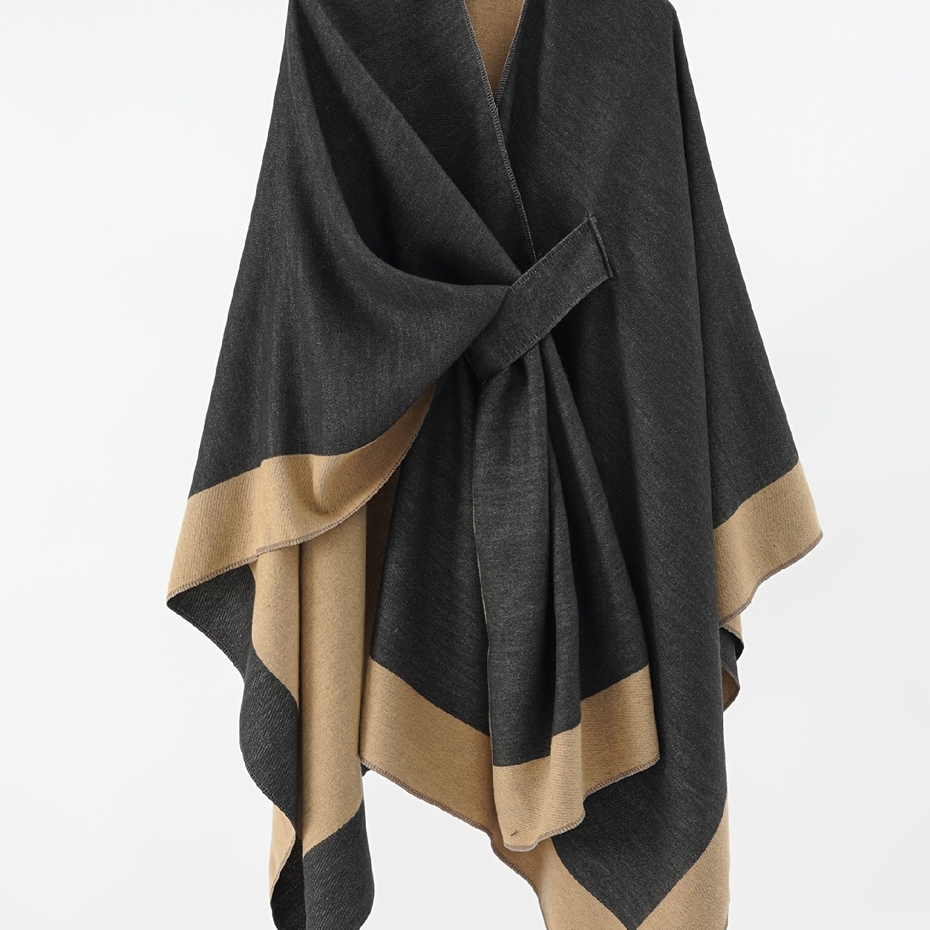 TEMU Plus Size, One-piece Solid Color Shawl Scarf With Reinforced Border For Travel, , And Air-conditioned Rooms