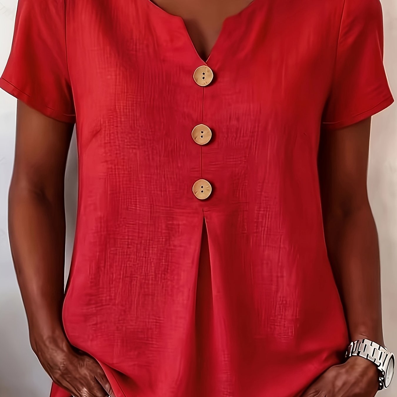 TEMU Button- Shirt - Elegant Solid Color, Suitable For Office, Business, And Casual Wear, Machine Washable, Front Button- Collar, Non-professional