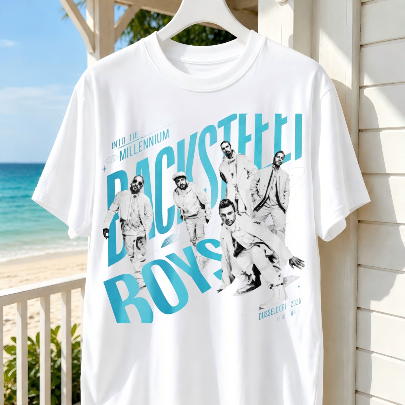 Backt Boys Graphic T-shirt With Five-man White Outfit Photo Turquoise And 2026 Unisex T-shirt