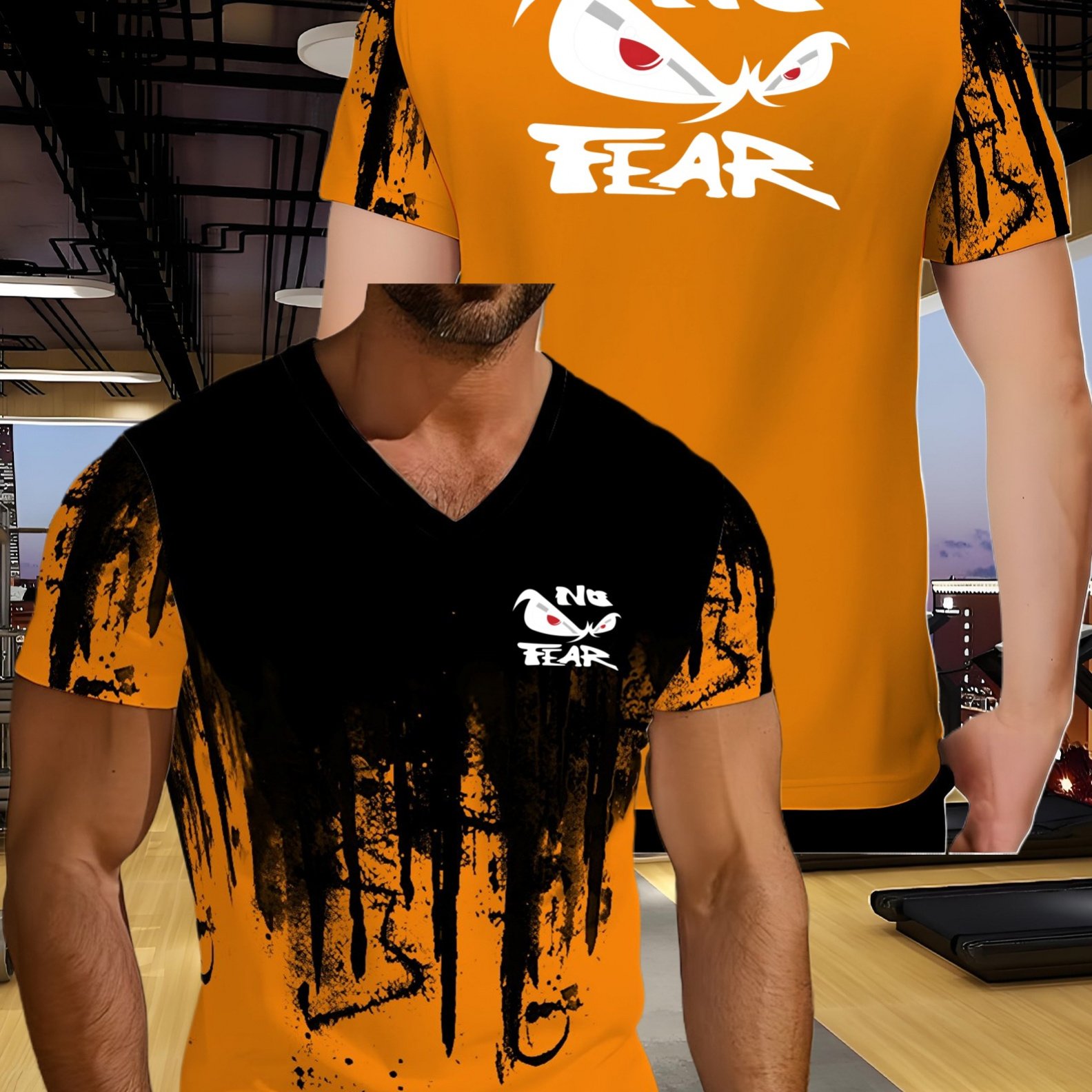 TEMU Men's Print V-neck T-shirt - Breathable Short Sleeve Casual & Athletic Top With Lettering, Machine Washable Suitable For Sports, Gym, Casual