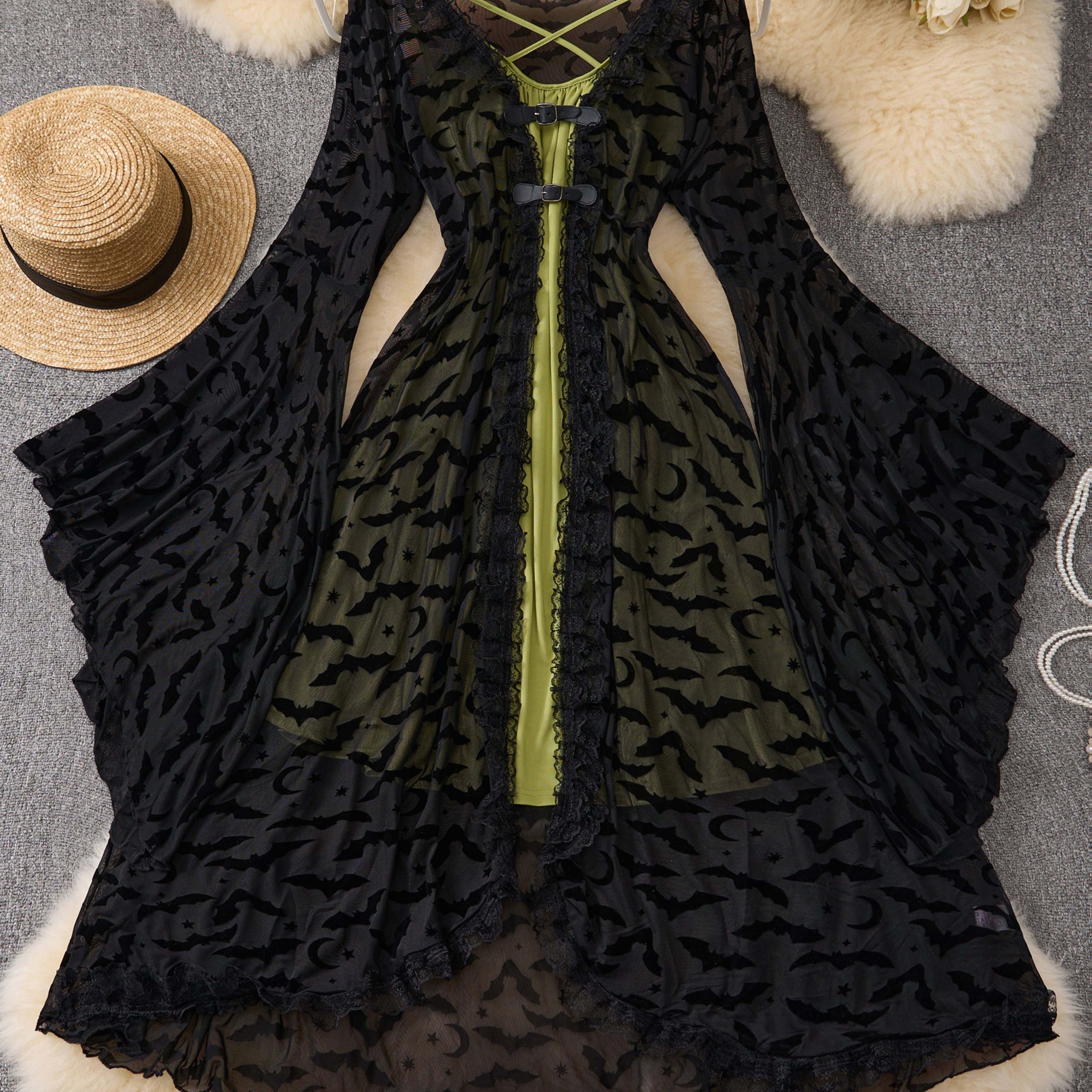 Oudong Mesh Top And Adjustable Strap Halter Dress Set
