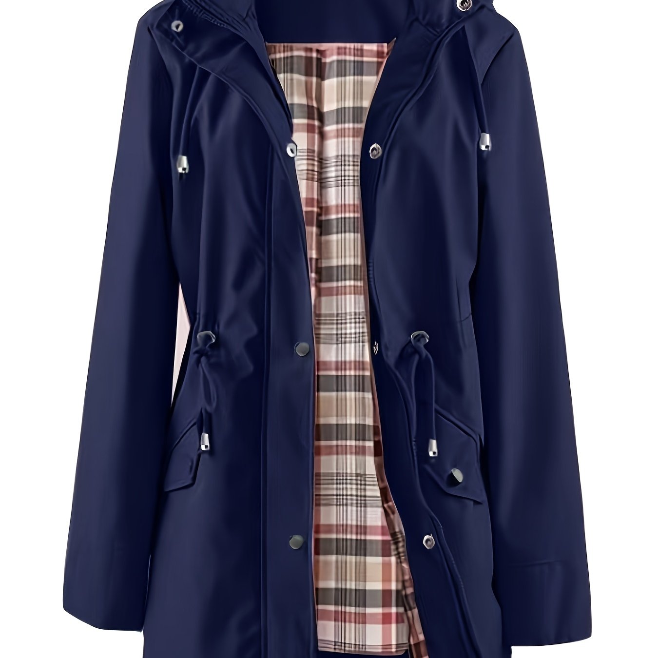 TEMU Plus Size, Plus-size Women's Lightweight Hooded Waist-cinching Jacket