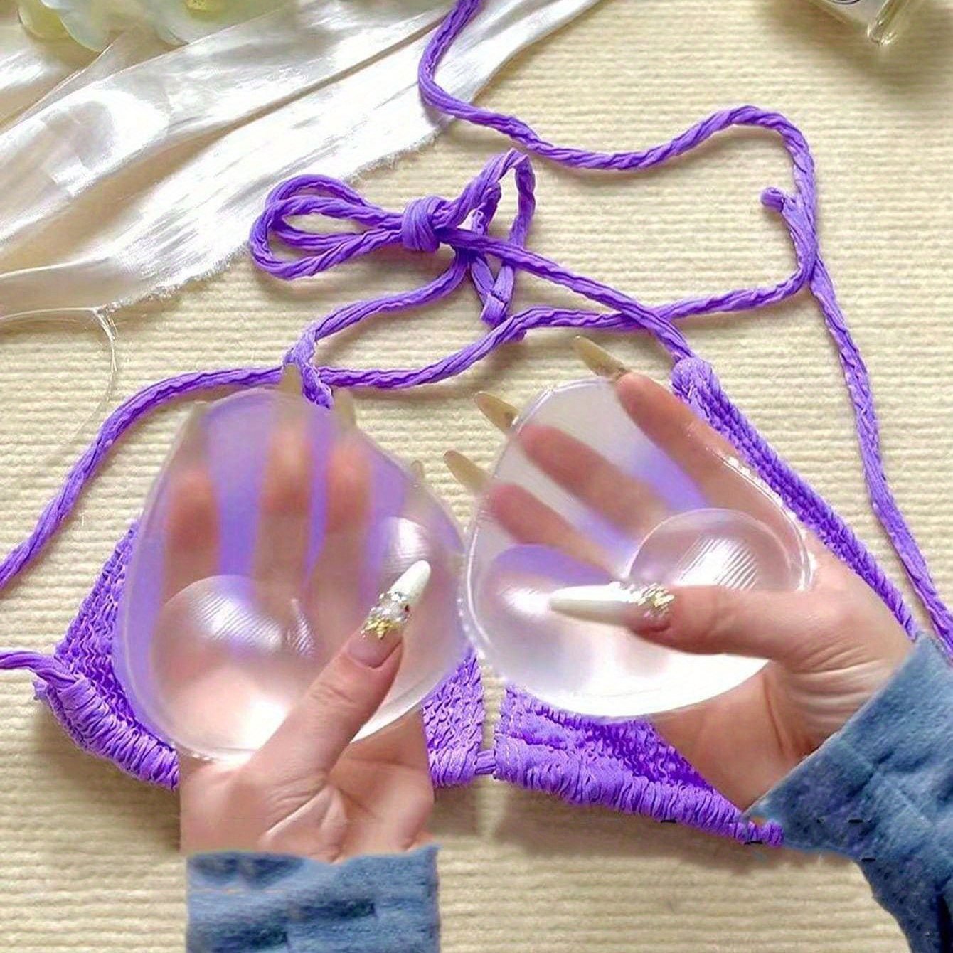 1 Paire d'insérons de soutien-gorge en silicone élégant - Invisible, réutilisable et épaissi pour les coussinets de poitrine pour bikini halter, amélioration de sous-vêtements sans couture, accessoires de lingerie doux et confortables pour les femmes