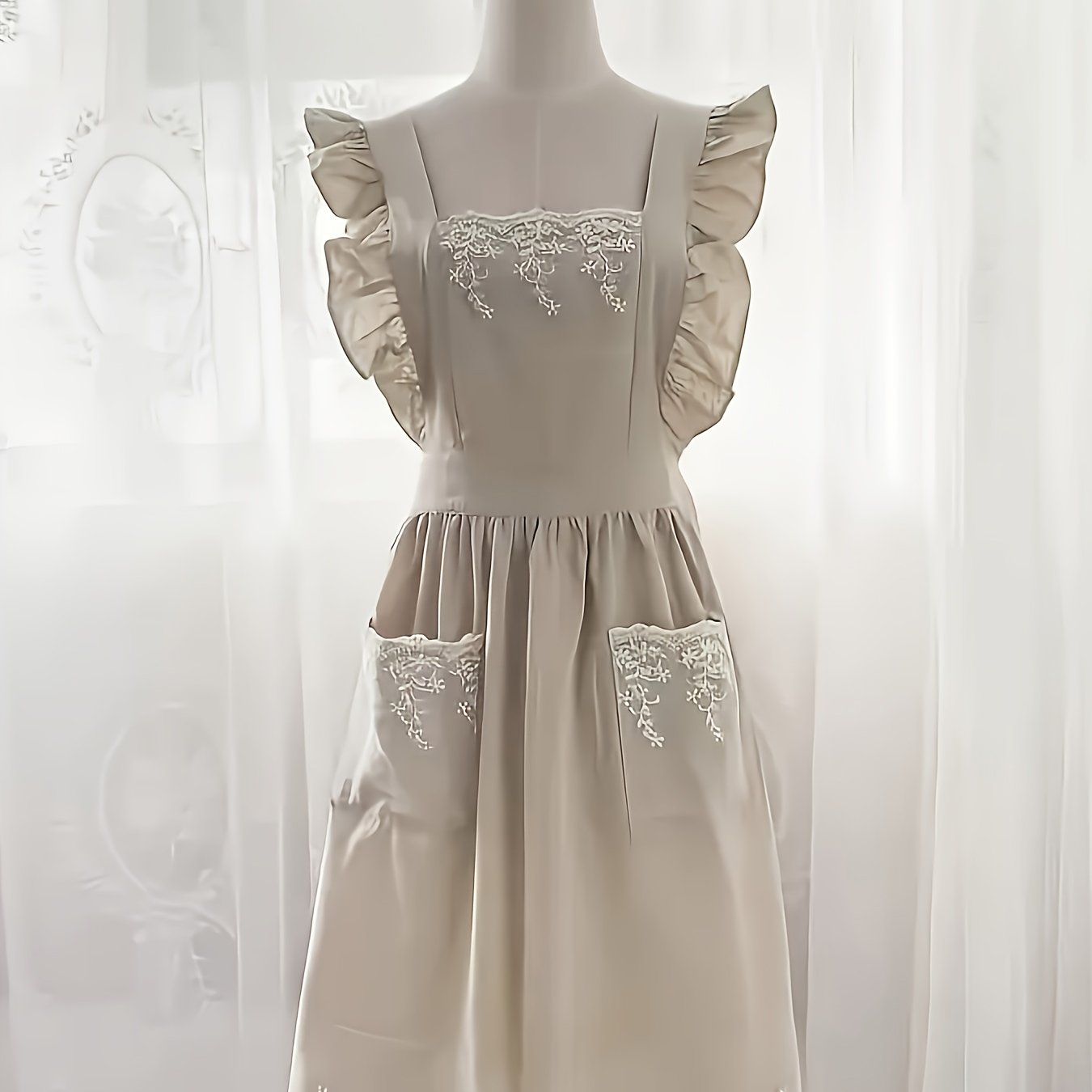 Image of Aprons Household Kitchen Fashion Lovely - French Retro Style Senior Apron, Elegant Princess Apron Long Skirt, Restaurant, Barber, Florist - Work Clothes, Suitable For , Work Scene