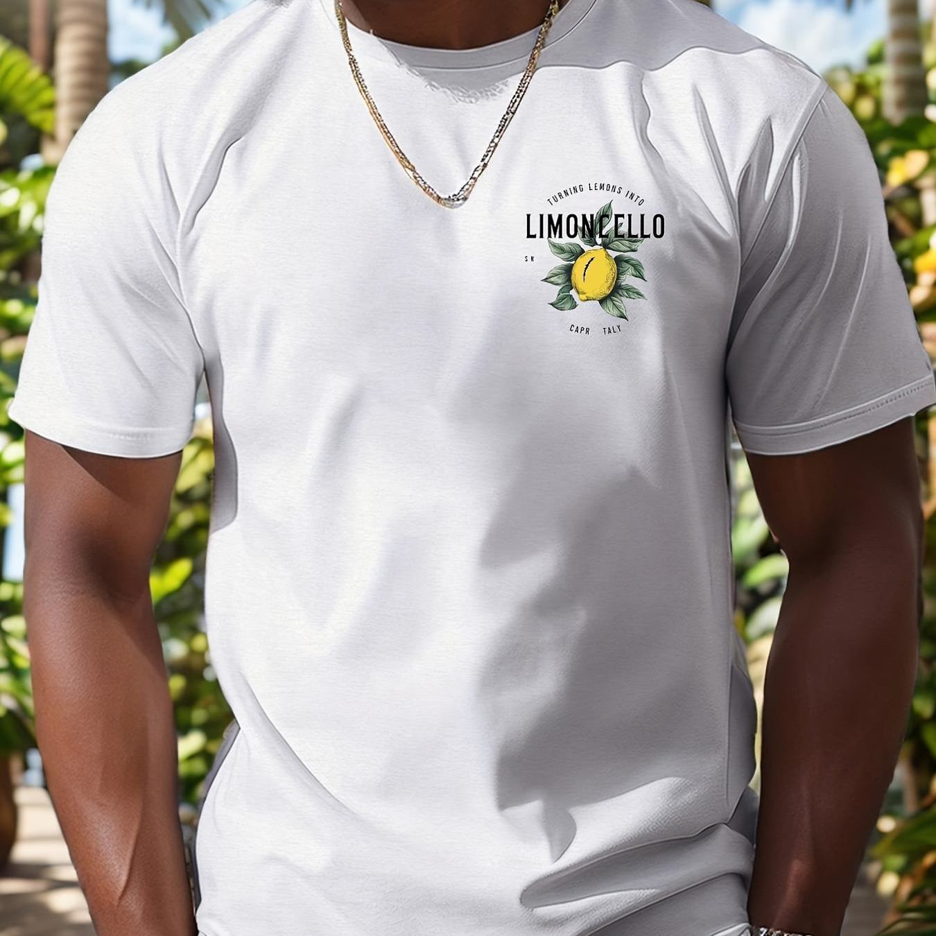 White T Shirt With Limoncello Lemon Graphic Design Summer Tropical Theme Men's T-shirt Unisex Tee