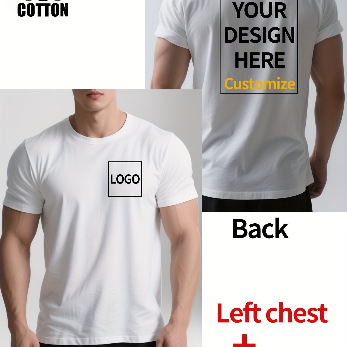 Image of Cotton T-shirt, Personalized Printing With Text, Photos, And Logos, Diy Short-sleeve Summer Clothing / Flat-printed T-shirt, No Accessories / White With Sheerness