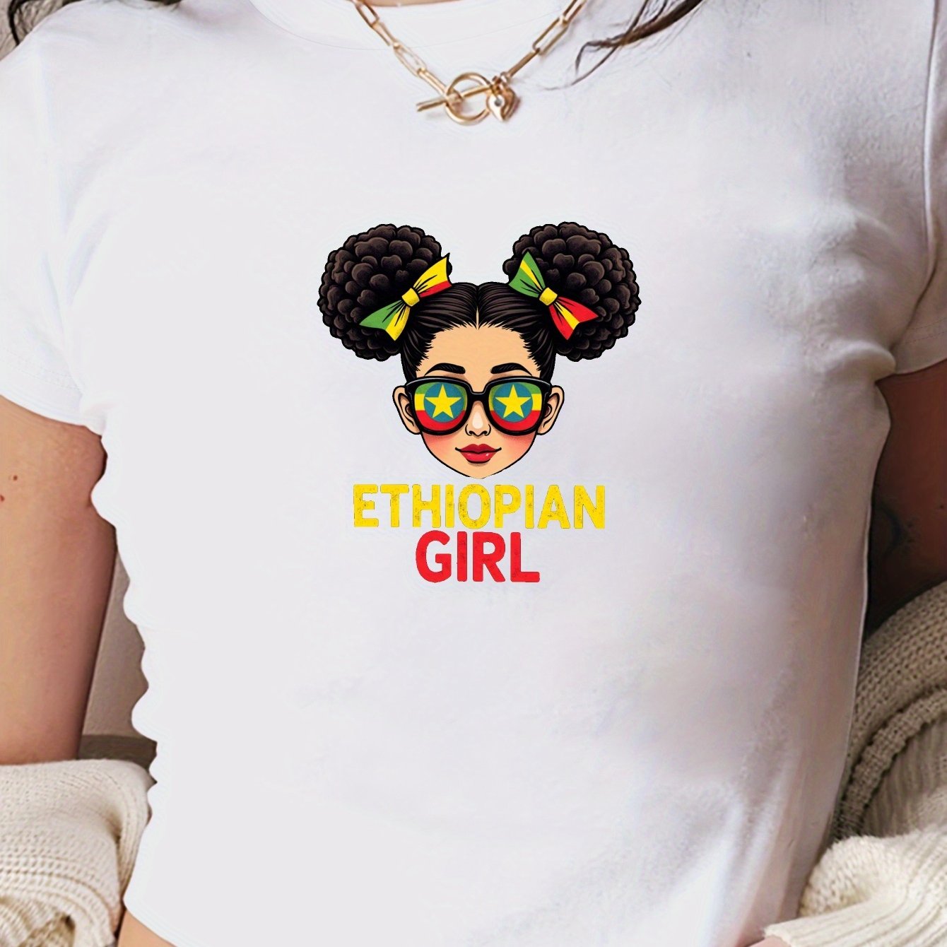 TEMU With Flag Colors Women's Fashion Short T-shirt