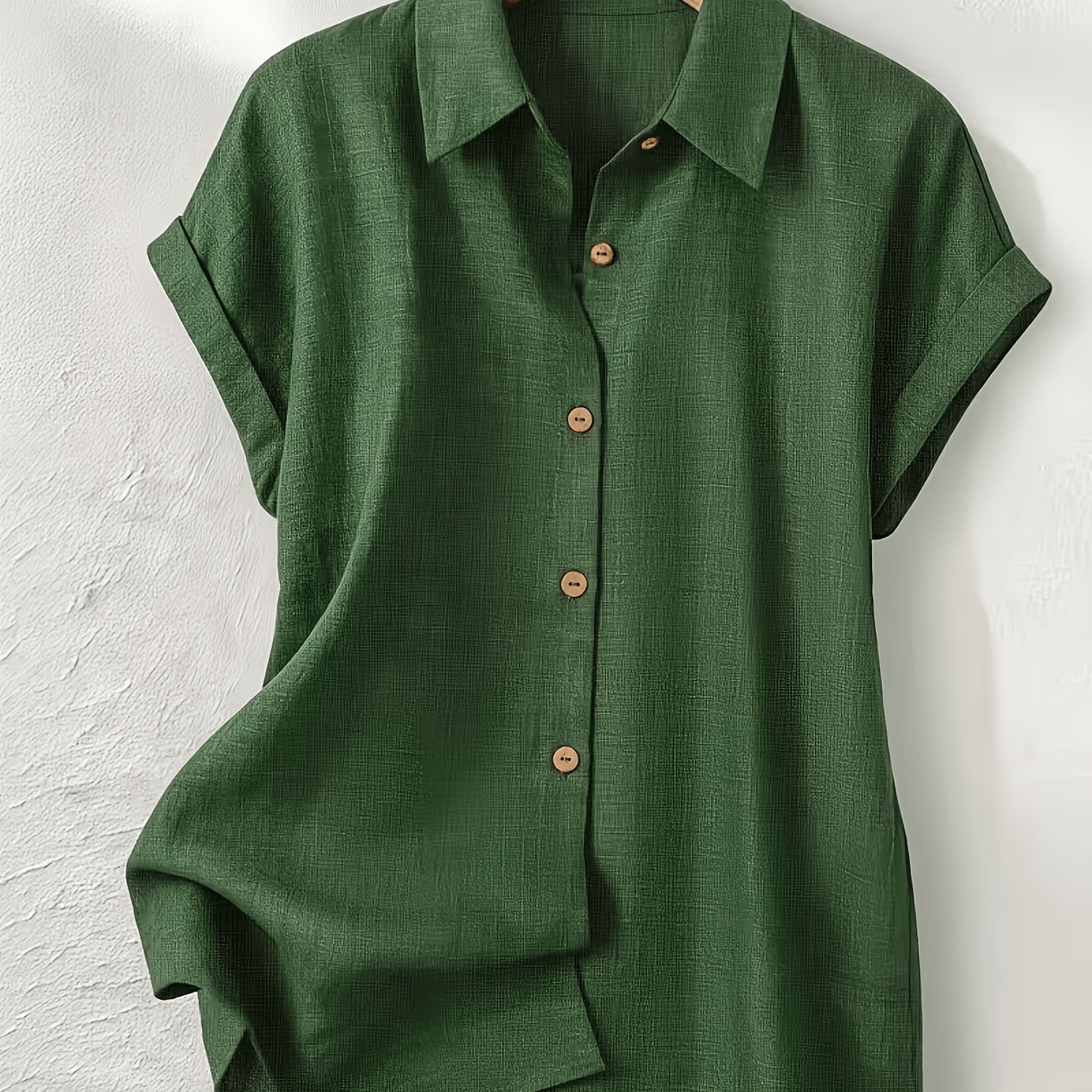 TEMU Lightweight Top, Lapel Sleeve Shirt, Spring Summer Breathable Casual Commuter Style