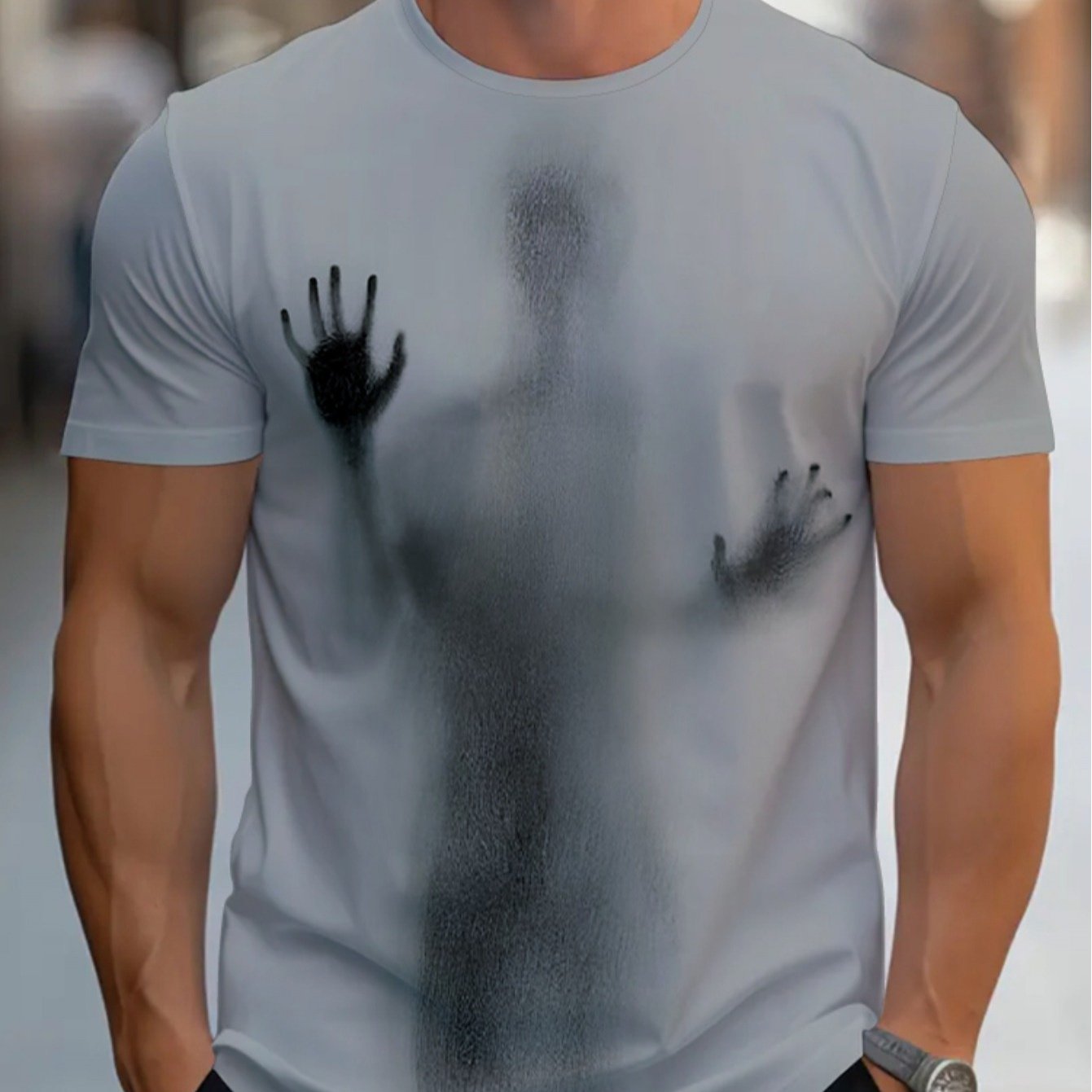 TEMU T-shirt da in stile avanguardista con scollo , silhouette e stampa con , texture sfumata, traspirante e delicata per l'estate, che mette in un ,