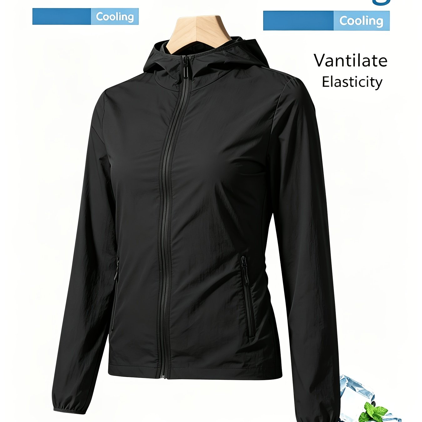 TEMU Women's Casual Skinny Jacket Lightweight Outerwear: Long Sleeve Zipper Pocket Hooded, Outdoor Casual Women's Skinny Jacket Zipper Top, Regular