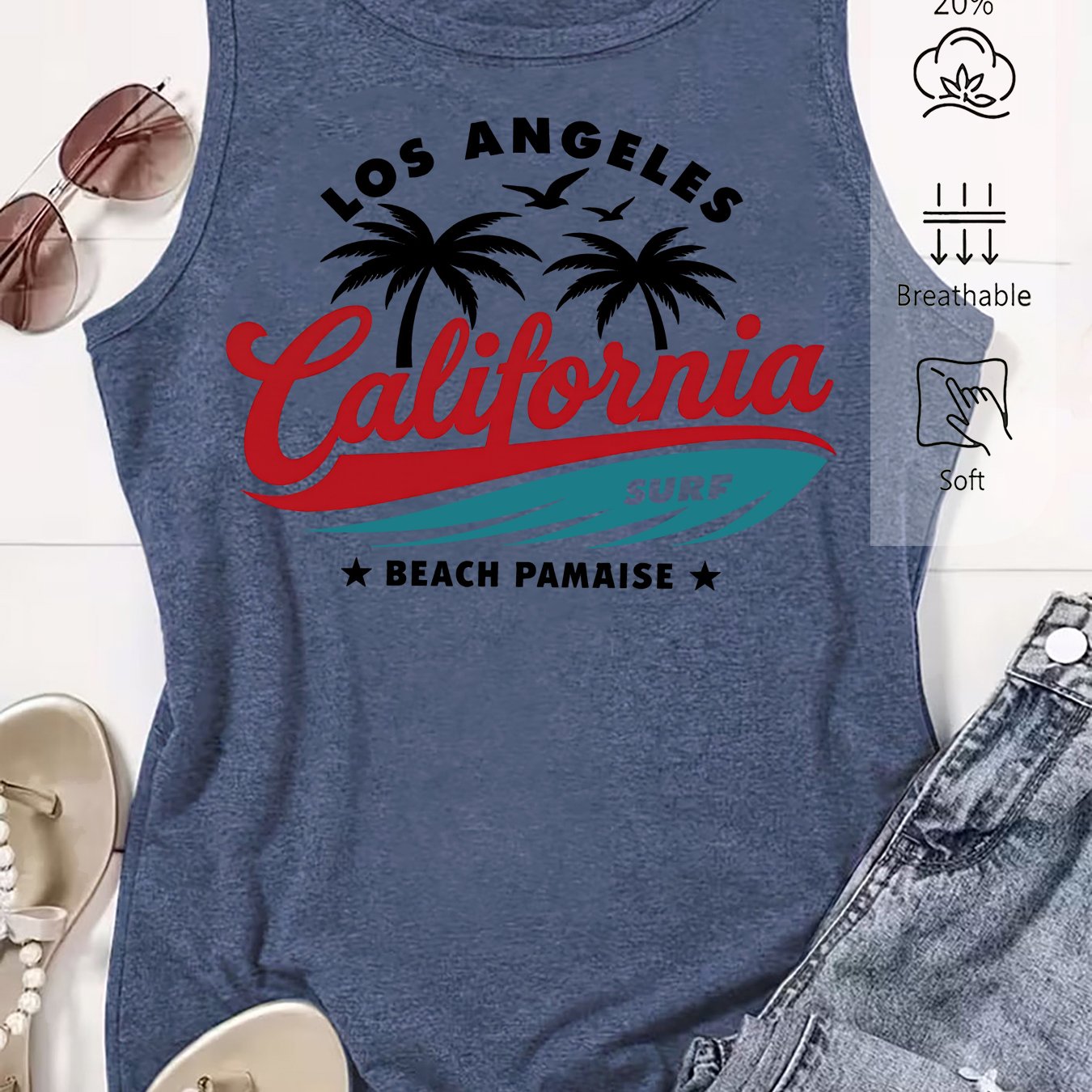 TEMU Women's Elegant Vest, California Coconut English Loose Summer Vest, Fashionable Elegant Vacation Daily All-match Retro Style Top