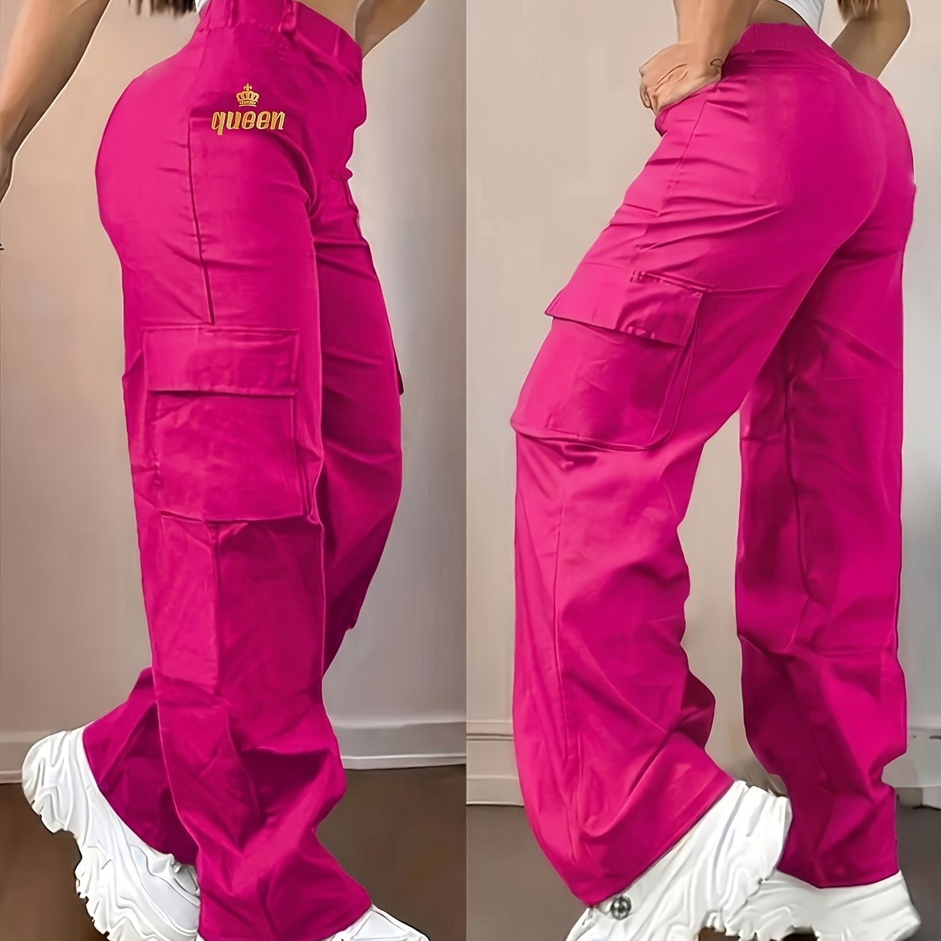 TEMU Women's Fashion Geometric Pattern Casual Pants