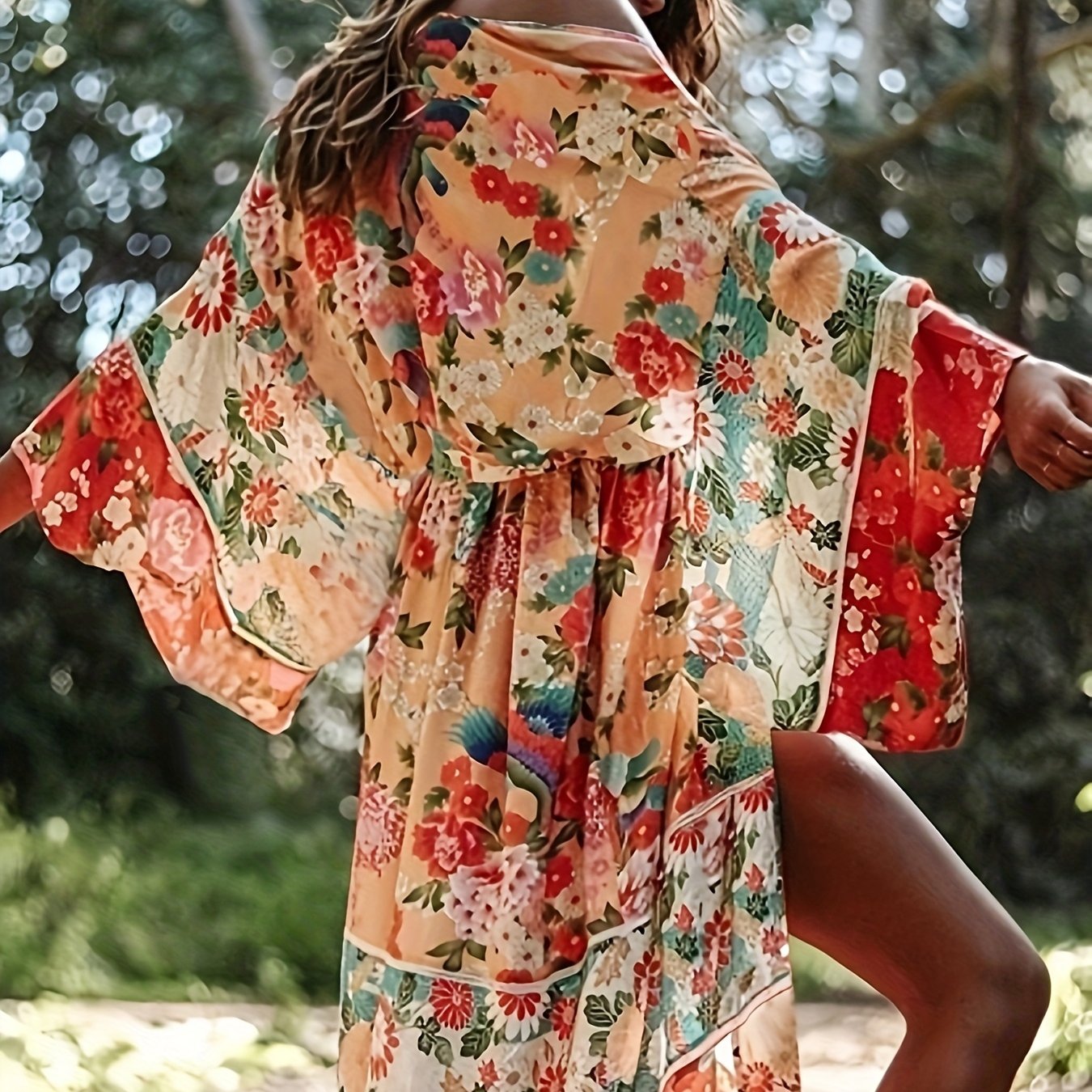 TEMU Plus Size, Plus Size Vintage Pastoral Style Bohemian Dress Cover-up Cardigan