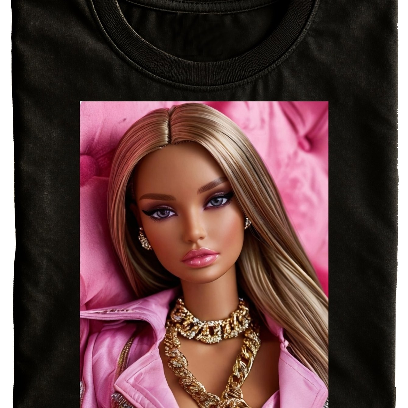 New Style Fun Neutral T Shirt Doll Print And Text Casual Wear Holiday Gift 100 Versatile Daily Leisure Outfit Short Sleeve