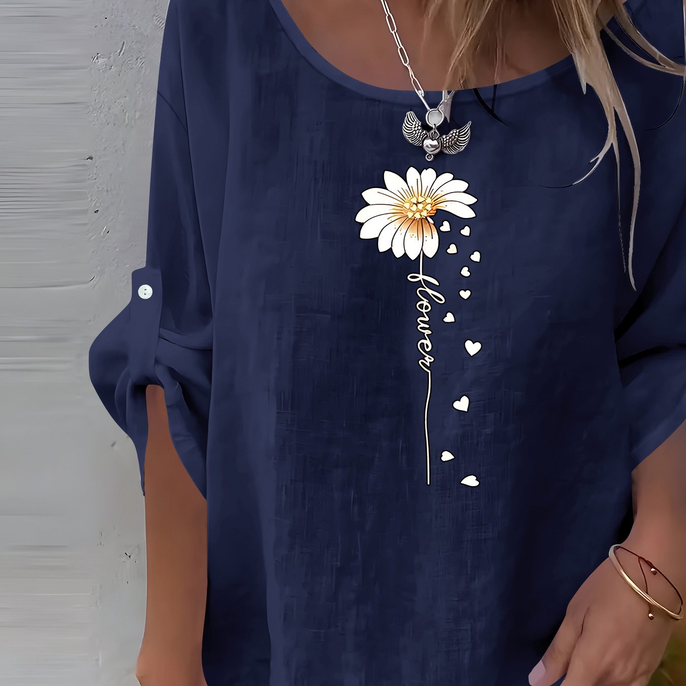 TEMU Western Easy Bohemian Floral Round Neck Long Sleeve Shirt, 1pc Women's Shirt, Elegant Party Wear, Women's Shirt, Spring Summer Autumn Winter