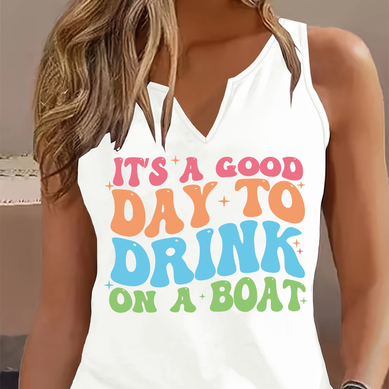 TEMU Graphic Print Tank Top, Sleeveless Casual Top For Summer & Spring, Women's Clothing