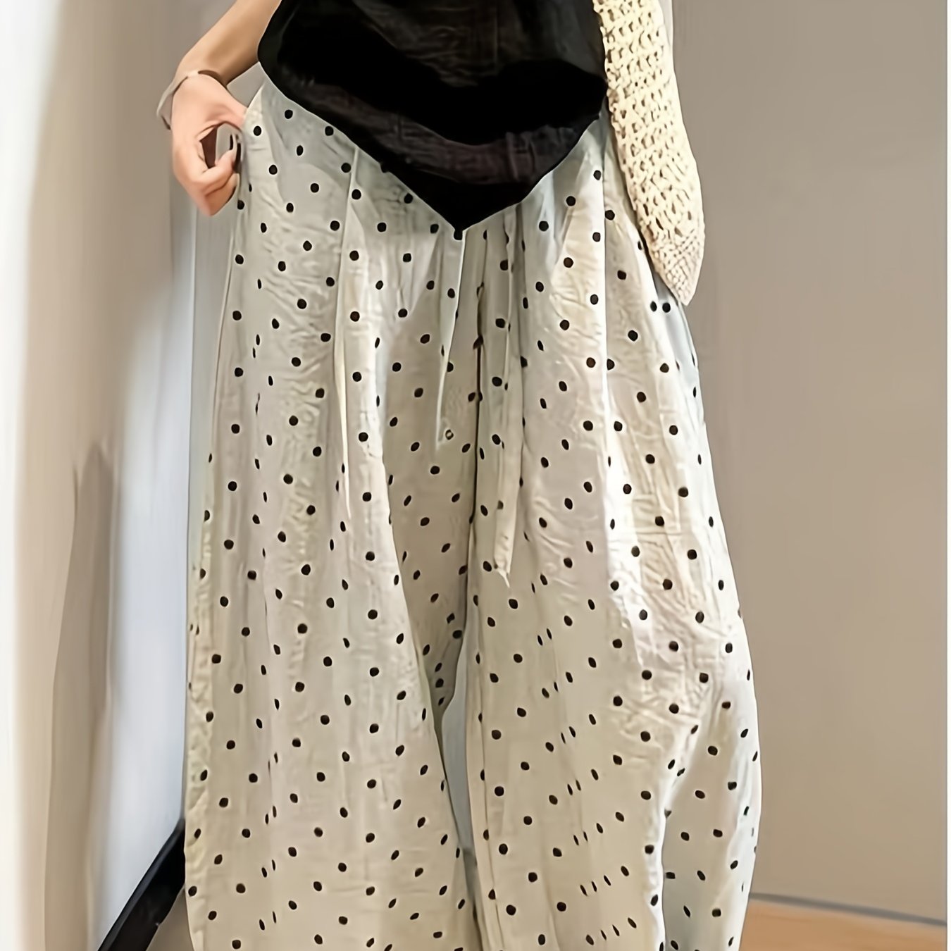 TEMU 【韓国風】 ビスコース 夏 レディース 服 新作 ゴムウエスト ドロー ズボン ゆったり ファッション カーブ ロード 通勤 ロングパンツ