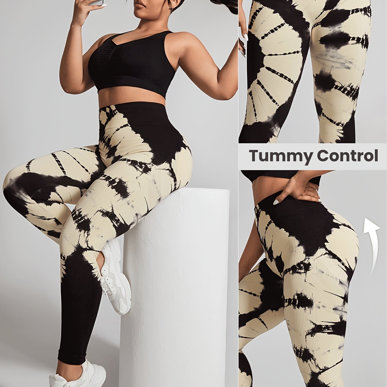 TEMU Tie-dye Wide Band Waist Athletic Leggings