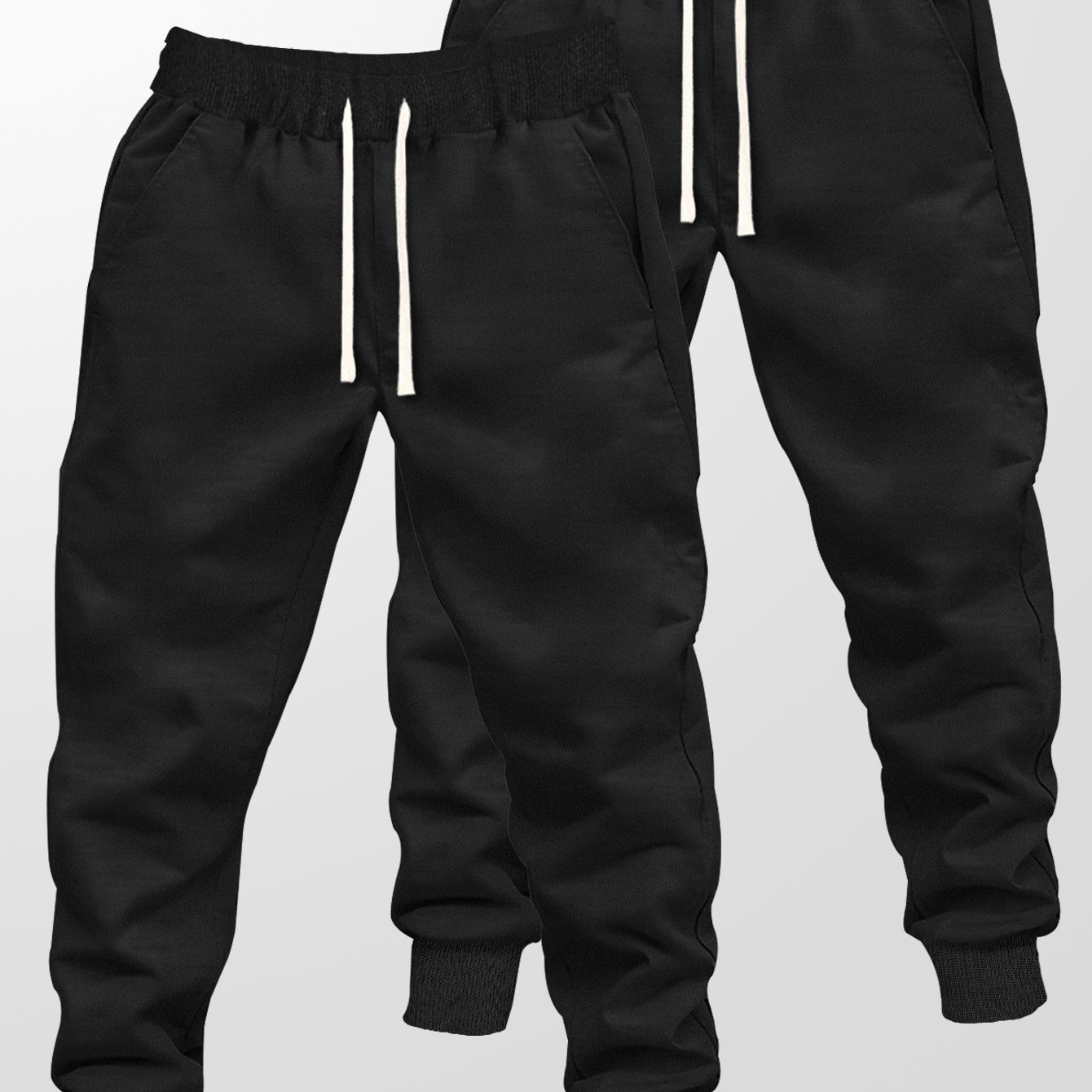 TEMU A 2pcs Set Of Large Men's Long Trousers. Designed For Casual Wear, Pants Feature Elastic Waistbands And Fabric That Resists Wrinkles, Ensuring