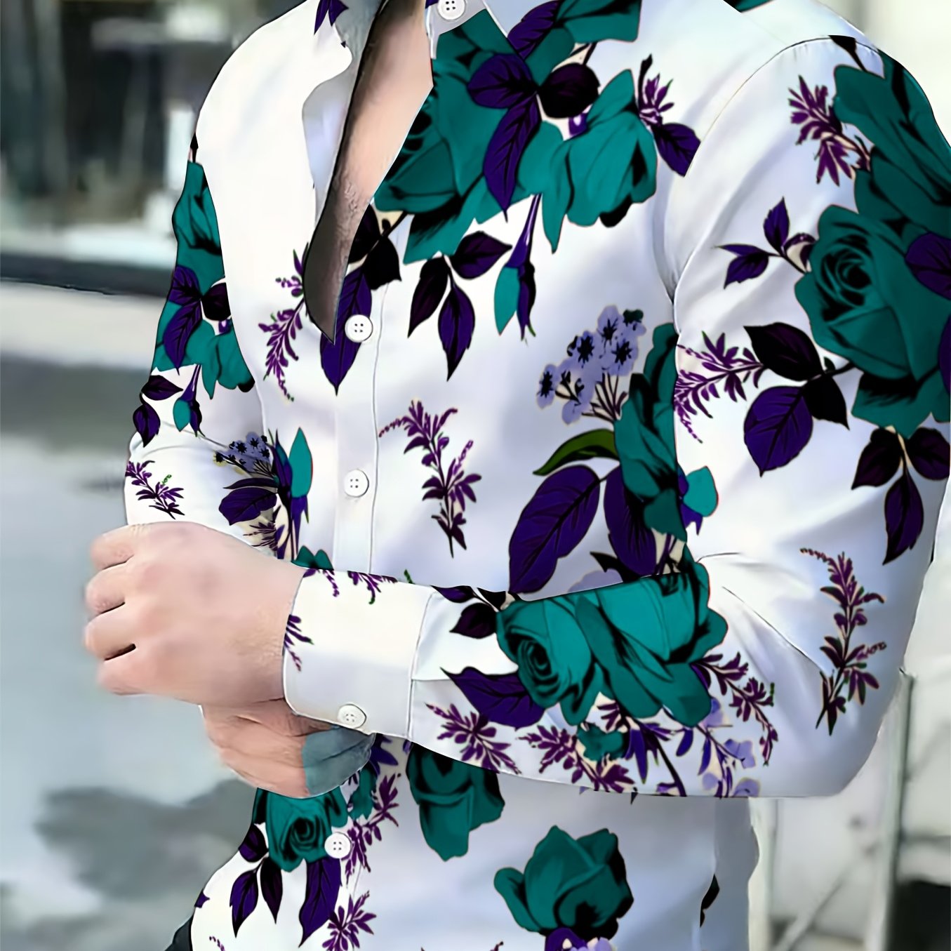 TEMU Men' Long-sleeved Shirt, Fashionable Slim-fit Business , Easy And Elegant Top For Spring And Summer
