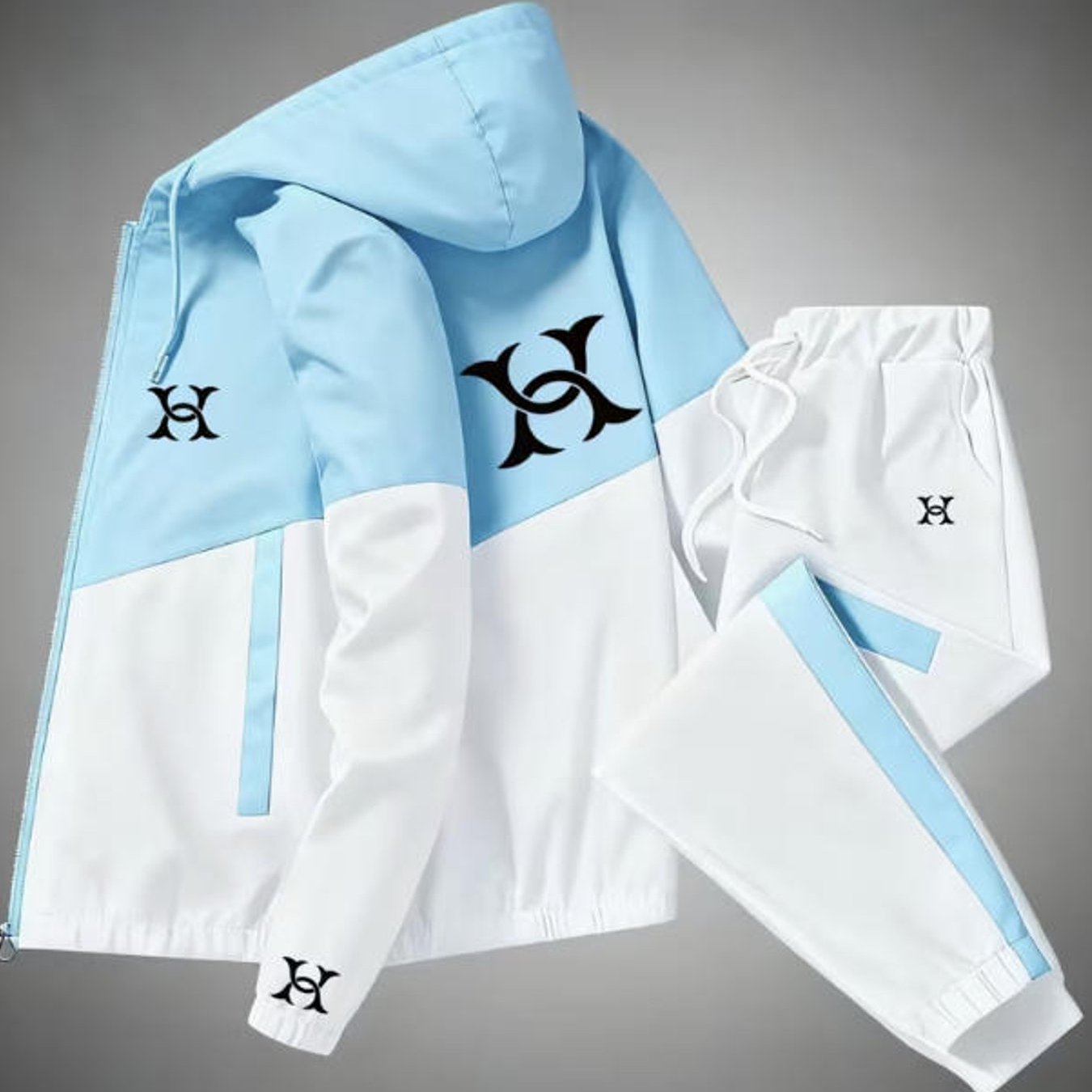TEMU Hooded Track Suit For Adult Men 2 Tone Pink White Graphic Sportswear Casual Fall Street Style Gift For Holiday Daily Wear