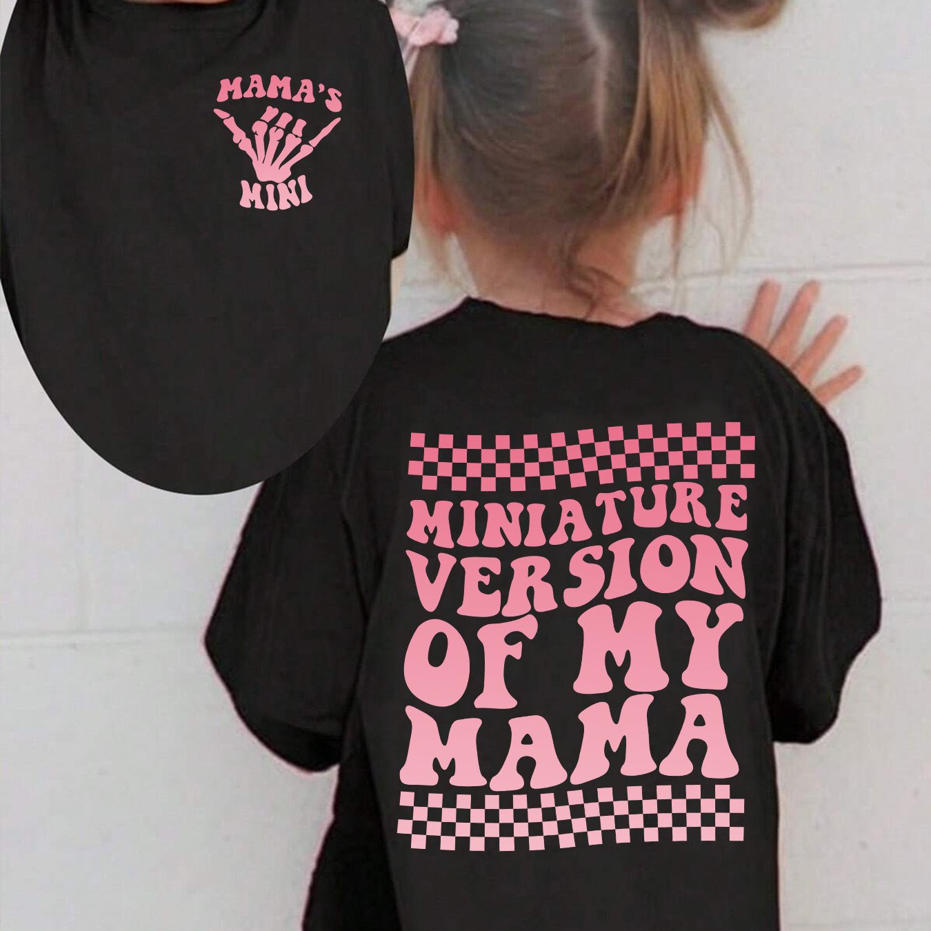 Image of Girls' "miniature Version Of My Mama" Back Print T-shirt - Lavender Girls' Top, Soft Knit Casual Everyday Shirt For Mother-daughter Matching Outfits & Special Occasions Ny-dx5768