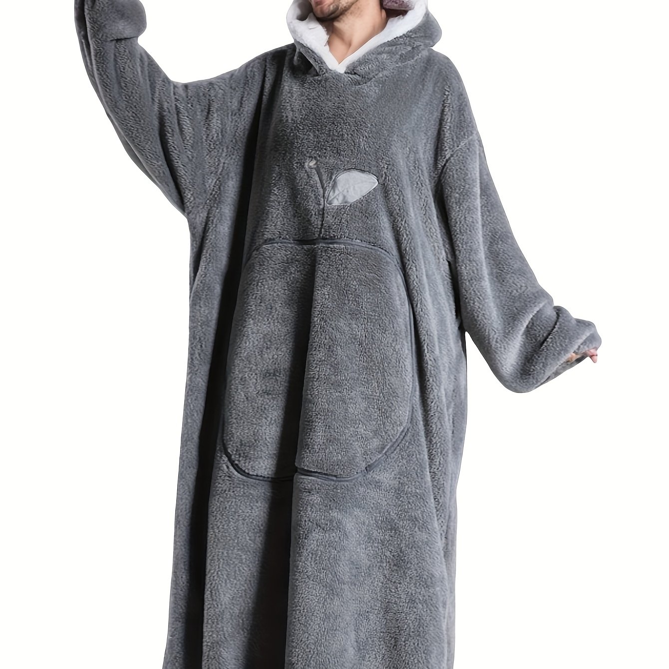 TEMU Couple Loungewear Casual Hoodie Oversized Autumn And Winter Thickened Long Pile Pocket Casual Loungewear