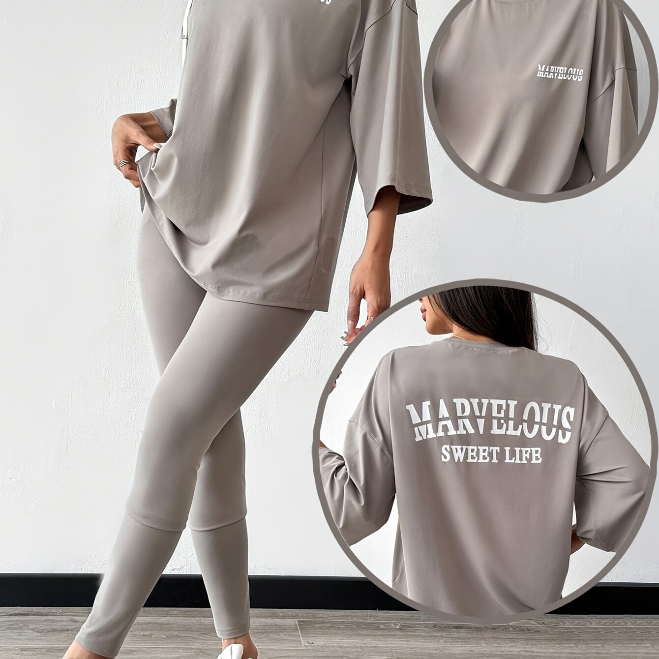 Gray Loose-fitting Casual Outfit