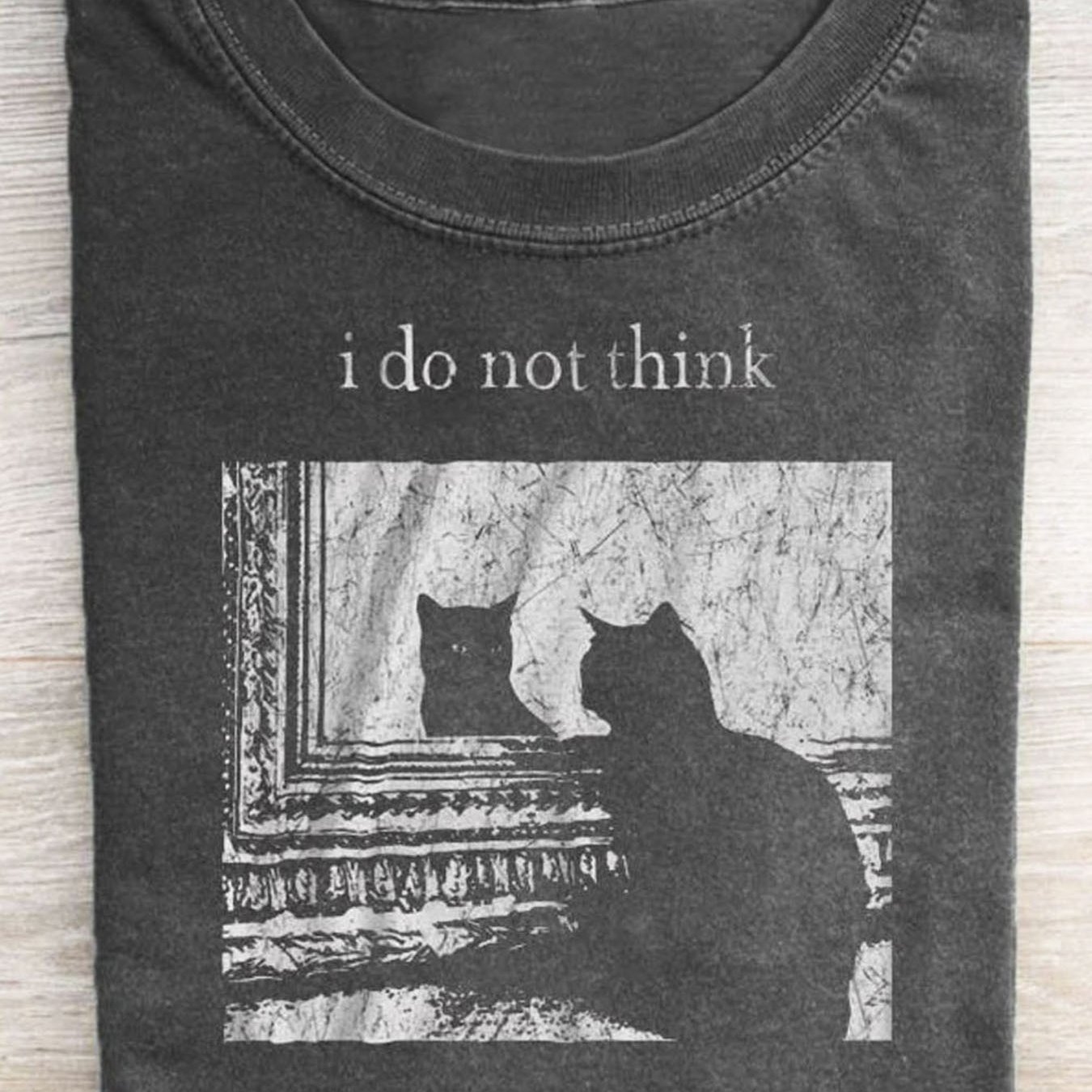 TEMU [black Cat Graphic] Men's Vintage Streetwear T-shirt | 1pc Water-washed | Machine Washable | Casual Tee | | Loose Fit Short Sleeve Round Neck |