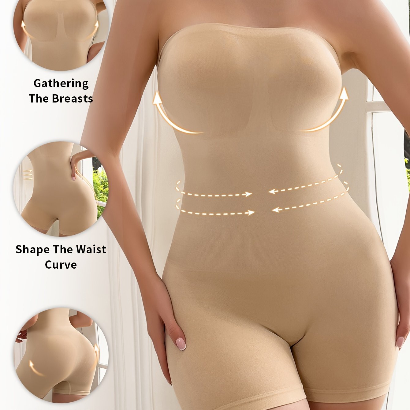 Image of High-elastic Tummy Control Bodysuit For Women, Sleeveless, Strapless, Full Coverage, And -lifting