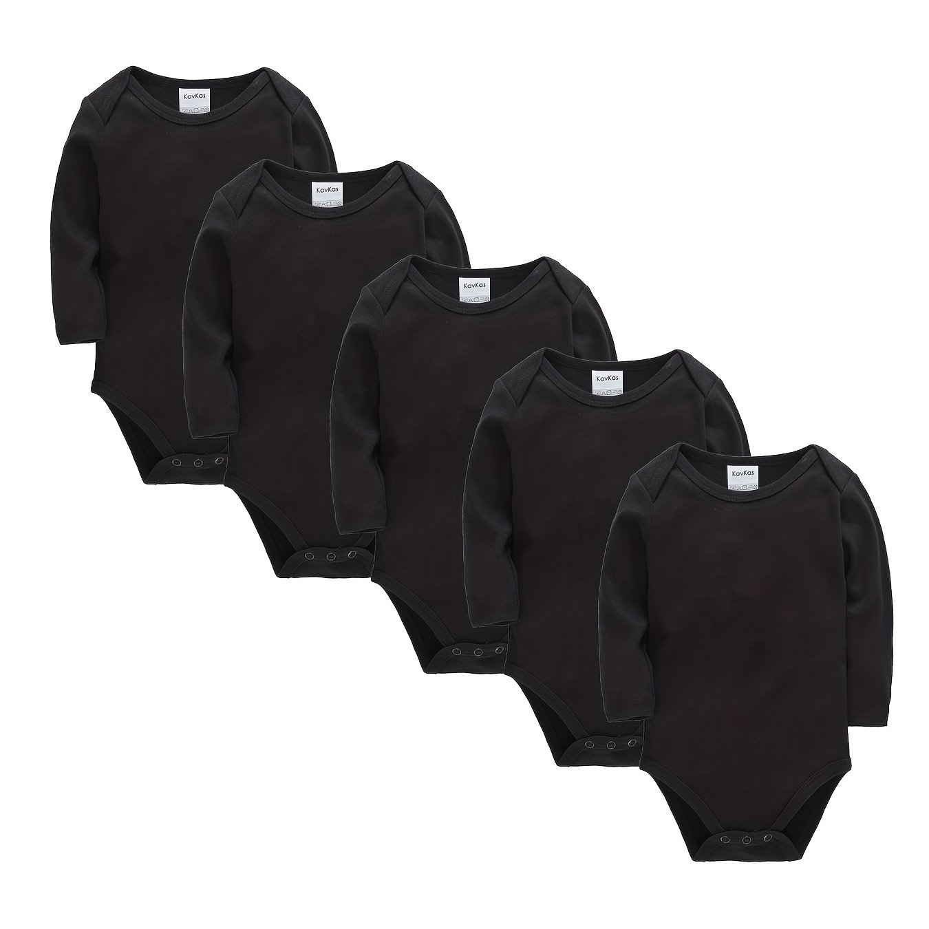 5pcs Newborn Baby Spring And Autumn Solid Color Long-sleeved Baby Boy Triangle Romper, For Outdoor