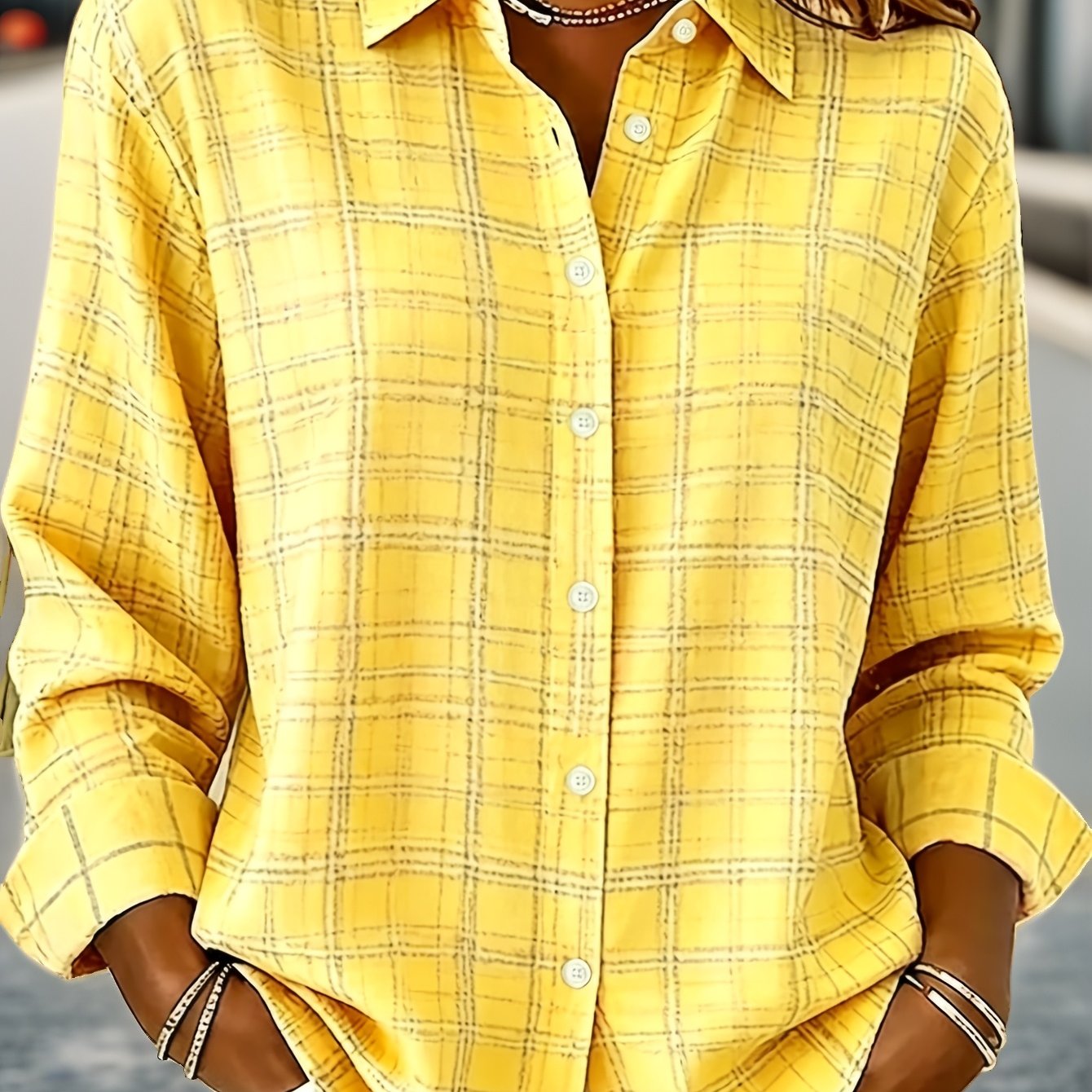 TEMU [printed Design - Non-textured Women's Long-sleeve Shirt - Summer Casual Versatile - Everyday Wear Collared Shirt - Bright Colors Suitable For