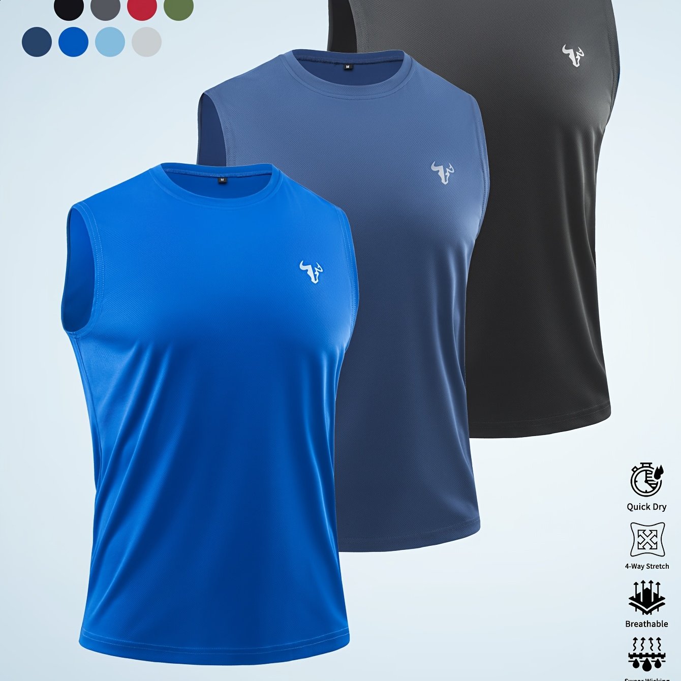 E-shop 3-teiliges Sommer Herren Outdoor Freizeitwesten, einfarbige ärmellose Herren Outdoor Bekleidung, Wander- und Outdoor-Freizeitkleidung, Polyester